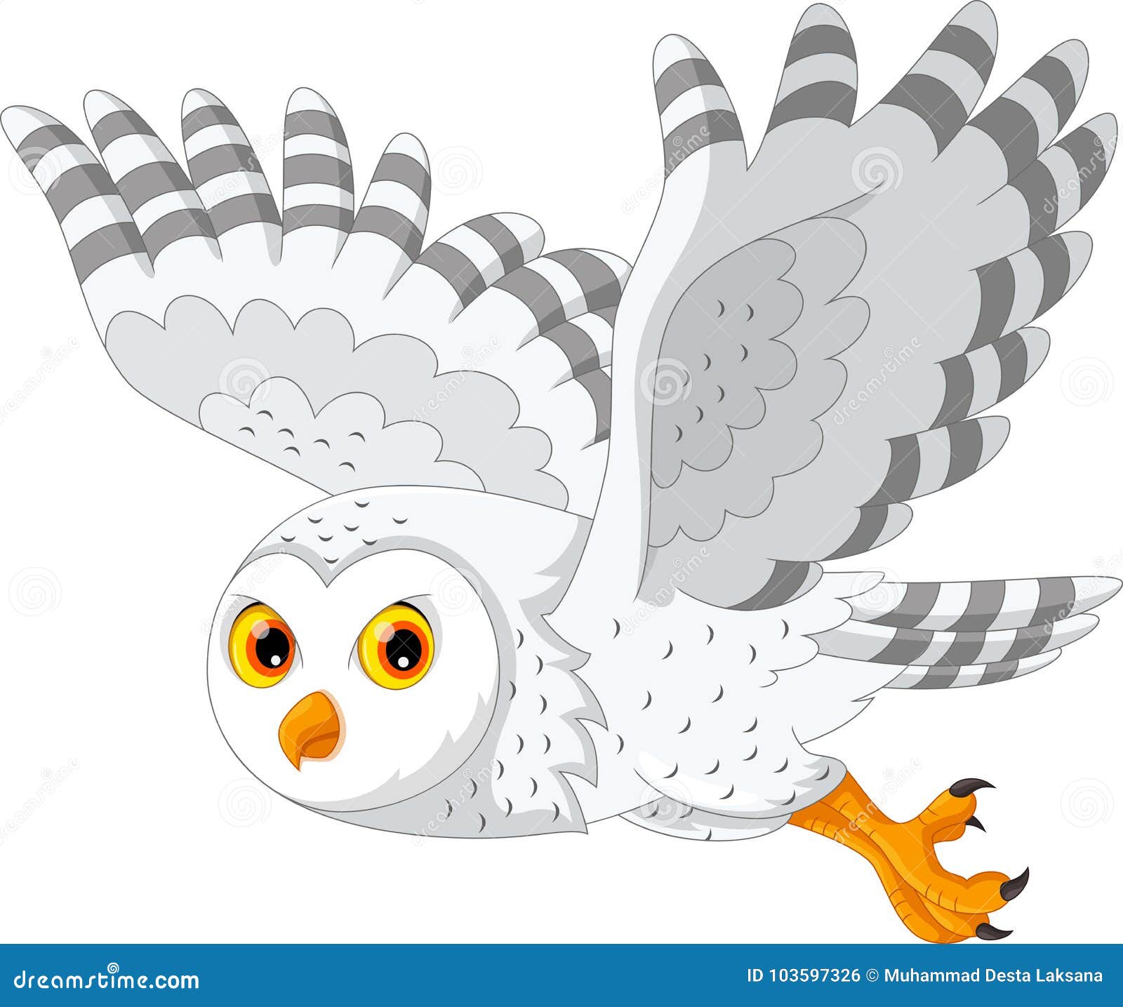 Cute Cartoon Snowy Owl Flying Stock Illustration - Illustration of cute,  fauna: 103597326