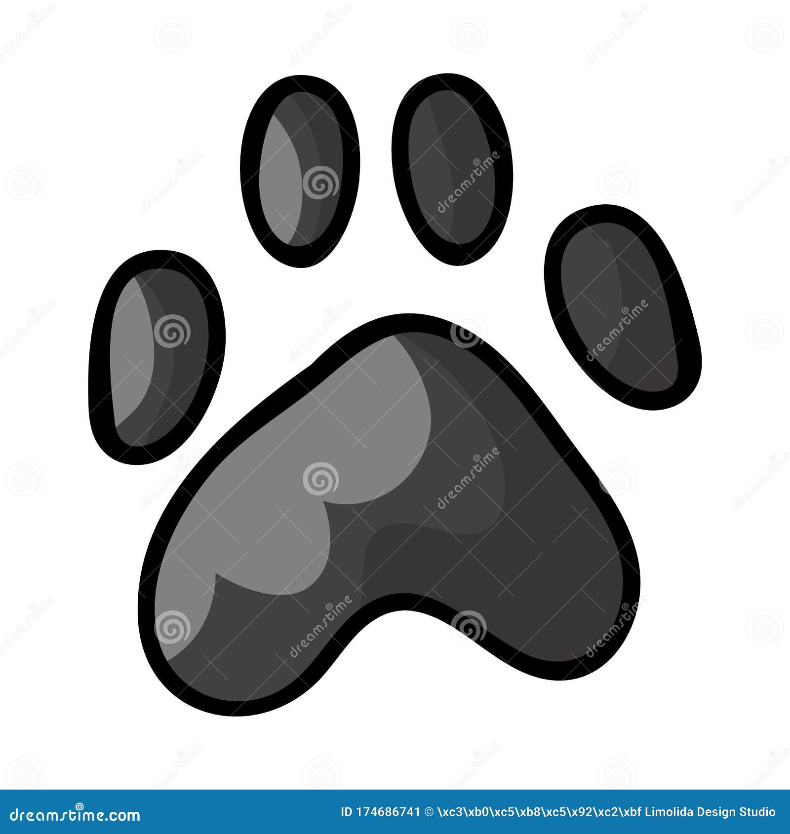 Cute Cartoon Spotted Grey Dog Paw Print Vector Clipart. Wildlife Animal  Foot Print for Dog Lovers Stock Illustration - Illustration of funny,  concept: 174686741