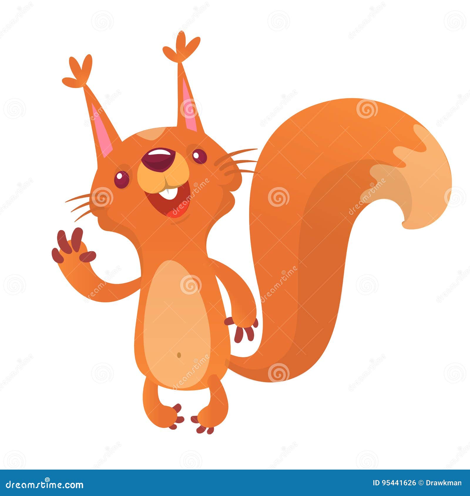 Cute Cartoon Squirrel Presenting and Waving Hand. Vector Illustration Stock Vector
