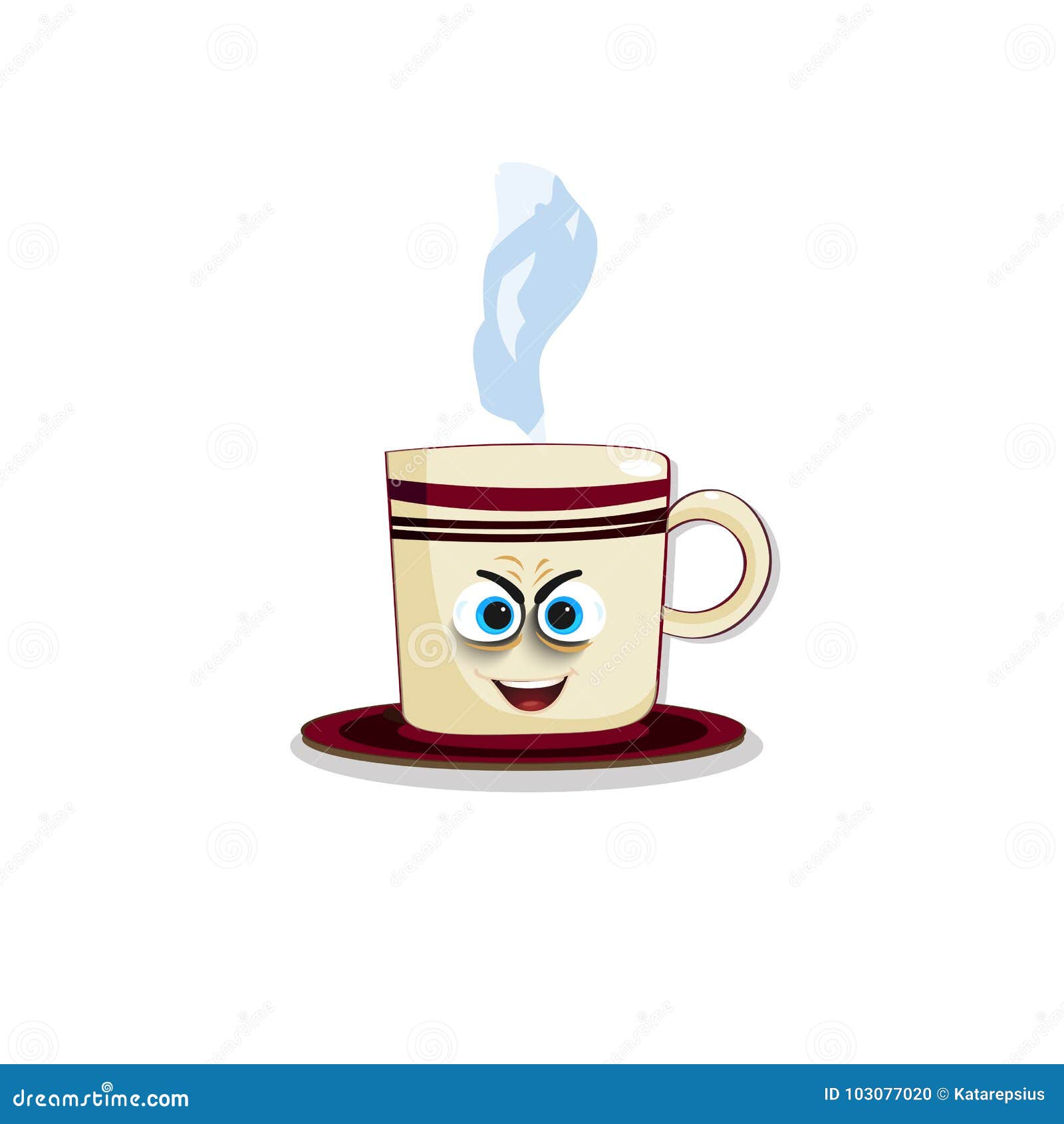 vector illustration of cute coffee cup emoji Stock Vector