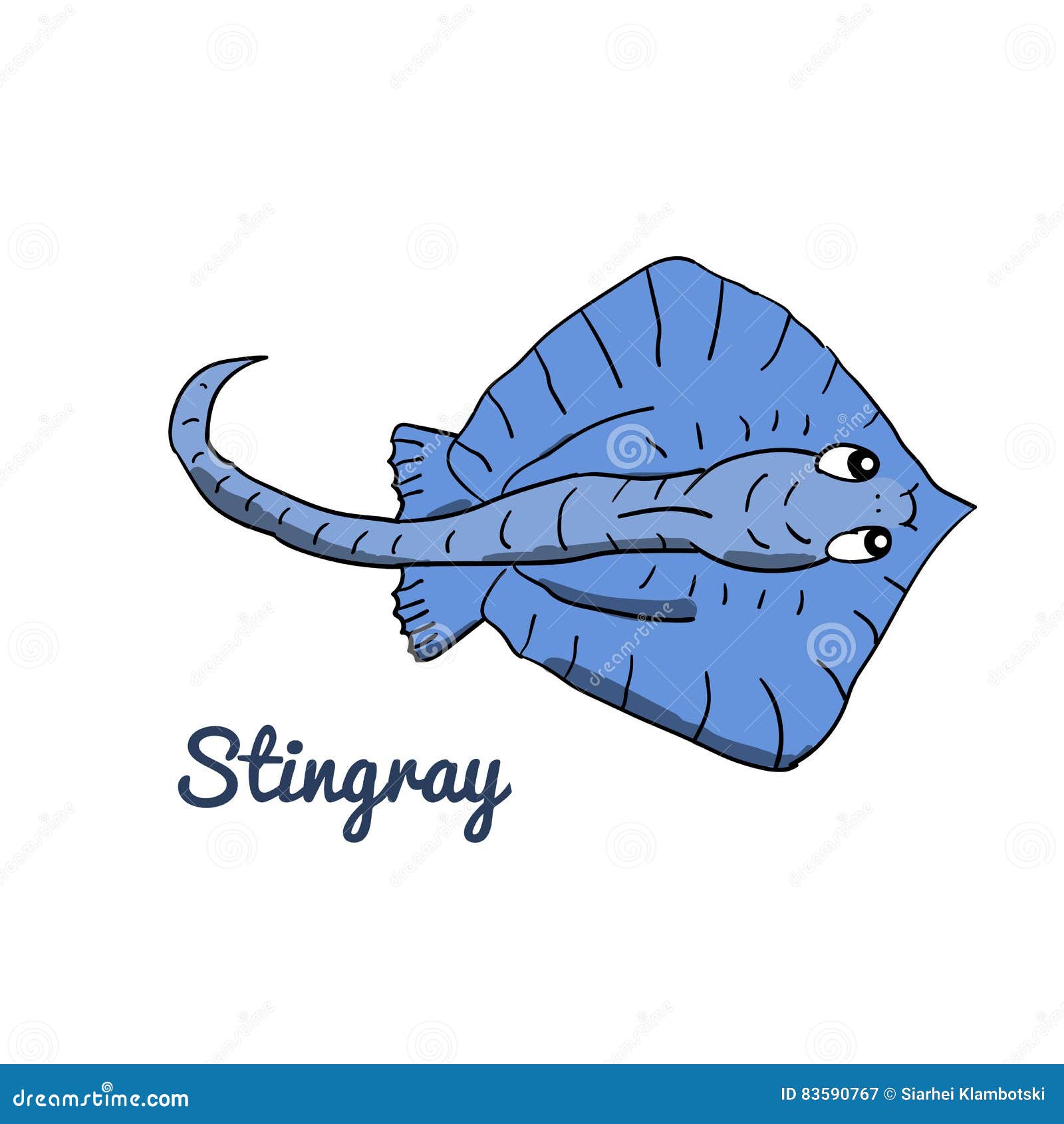 Download Cute cartoon stingray stock vector. Illustration of fauna ...