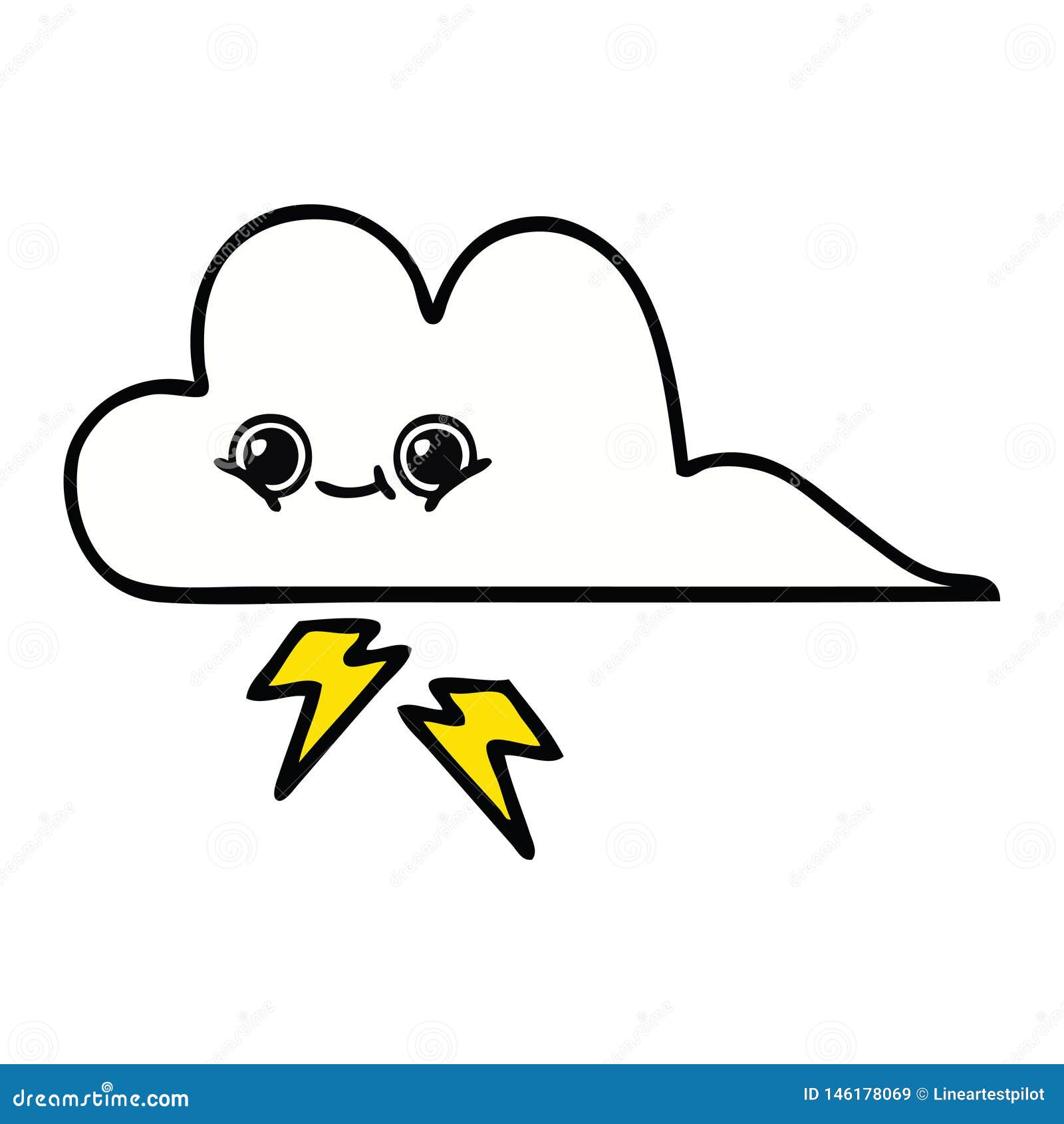 Cute Cartoon of a Storm Cloud Stock Vector - Illustration of freehand ...