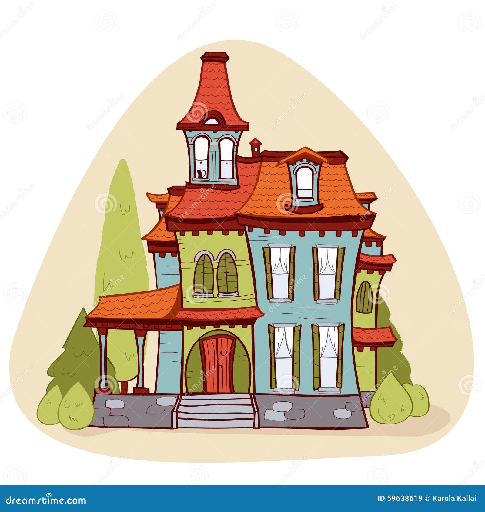 Cute Cartoon Style House, Stock Vector - Image: 59638619