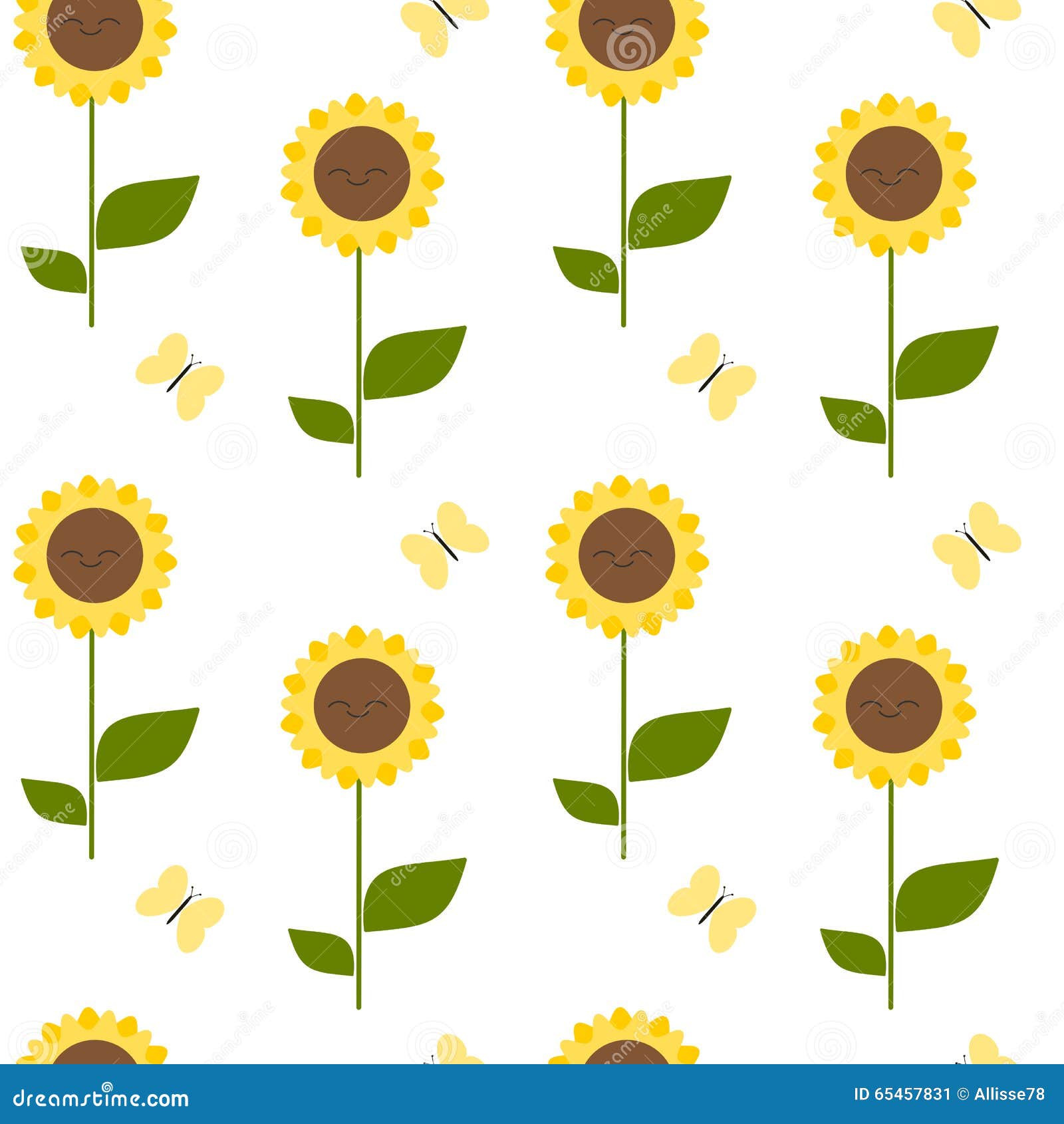 Cute Cartoon Sunflower Seamless Pattern Background Illustration Stock  Vector - Illustration of retro, decorative: 65457831