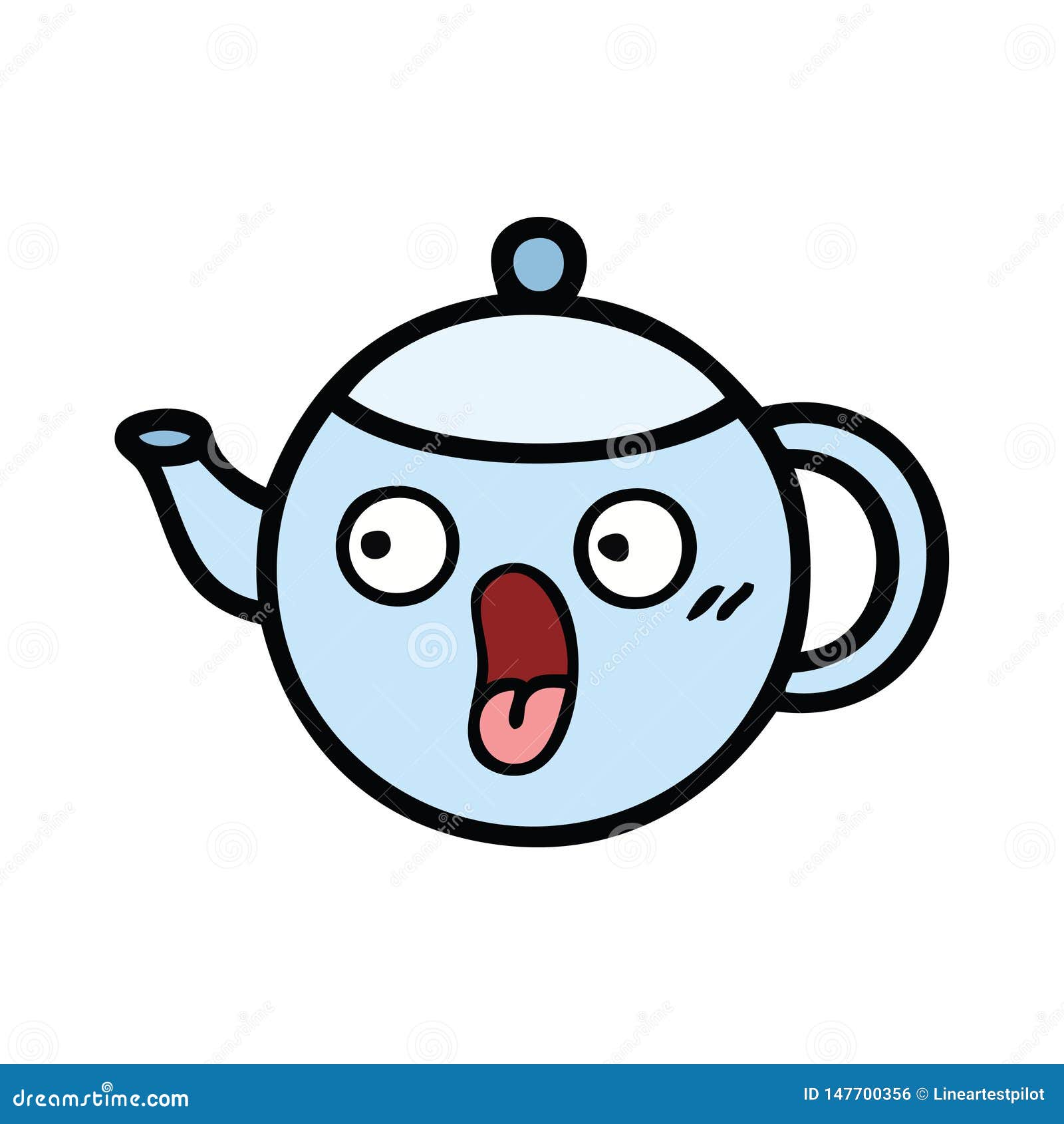 Cute cartoon teapot stock vector. Illustration of drawing 147700356