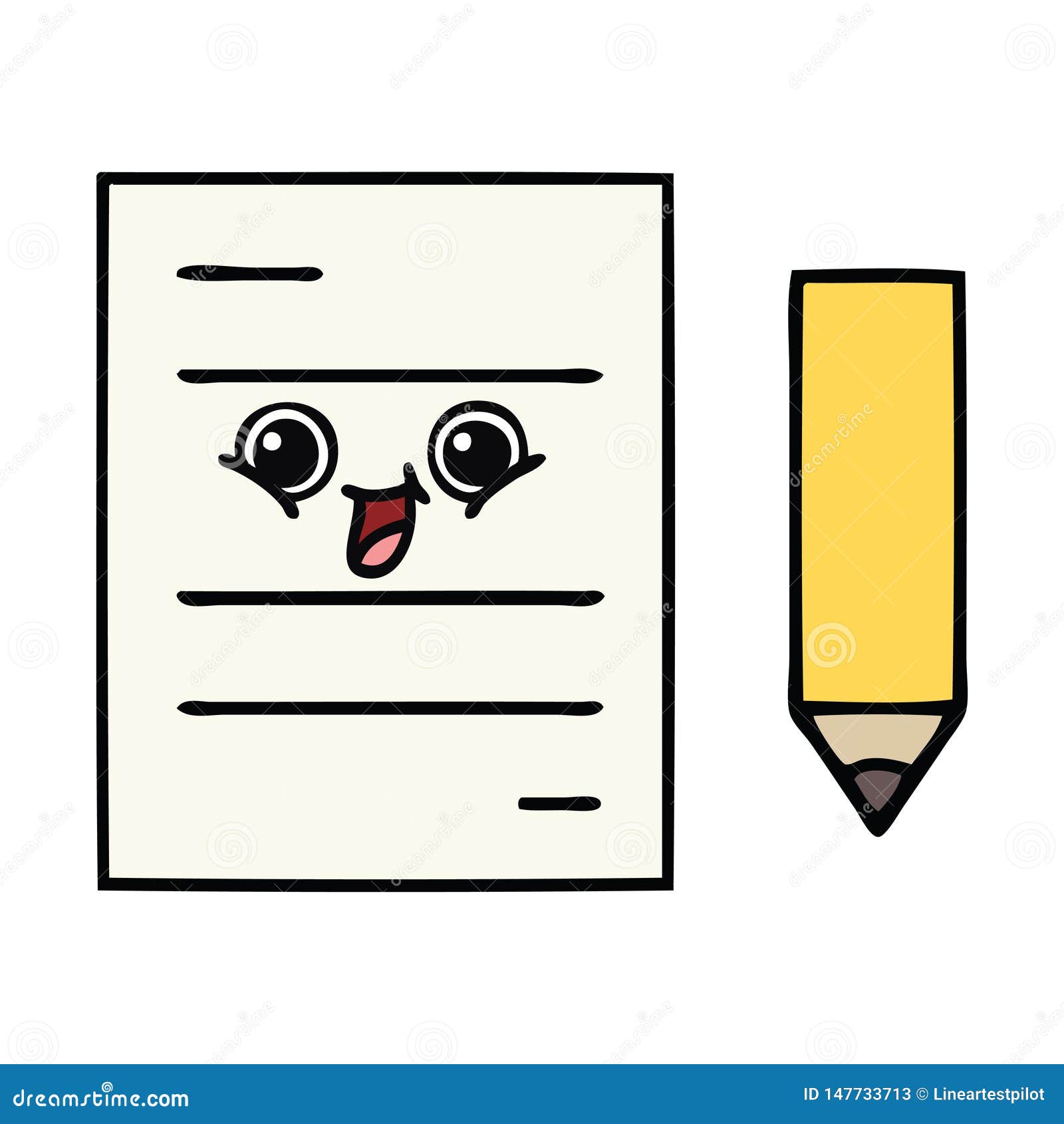 Cute cartoon test paper stock vector. Illustration of clip - 147733713