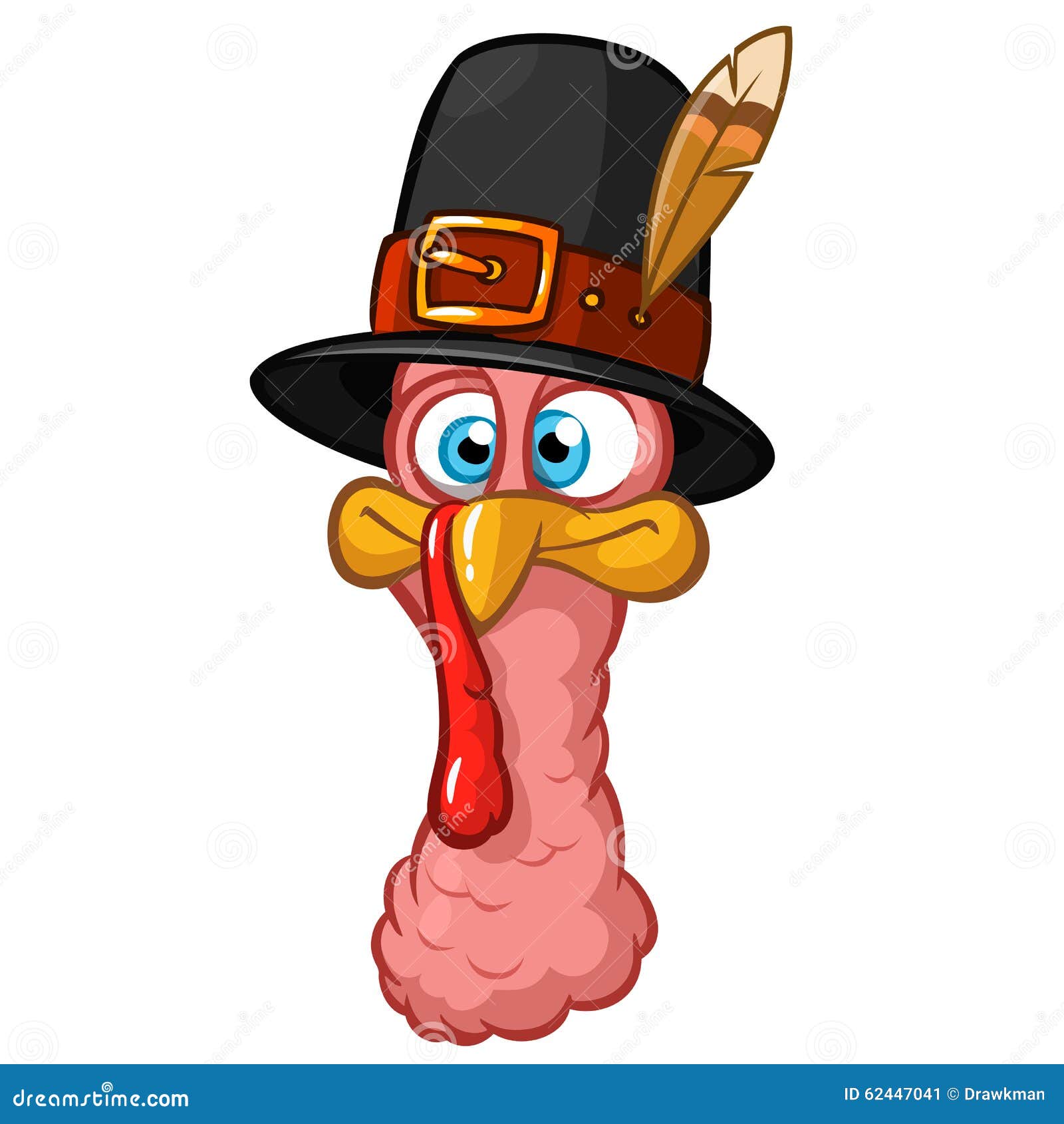 cute cartoon thanksgiving turkey in pilgrim hat