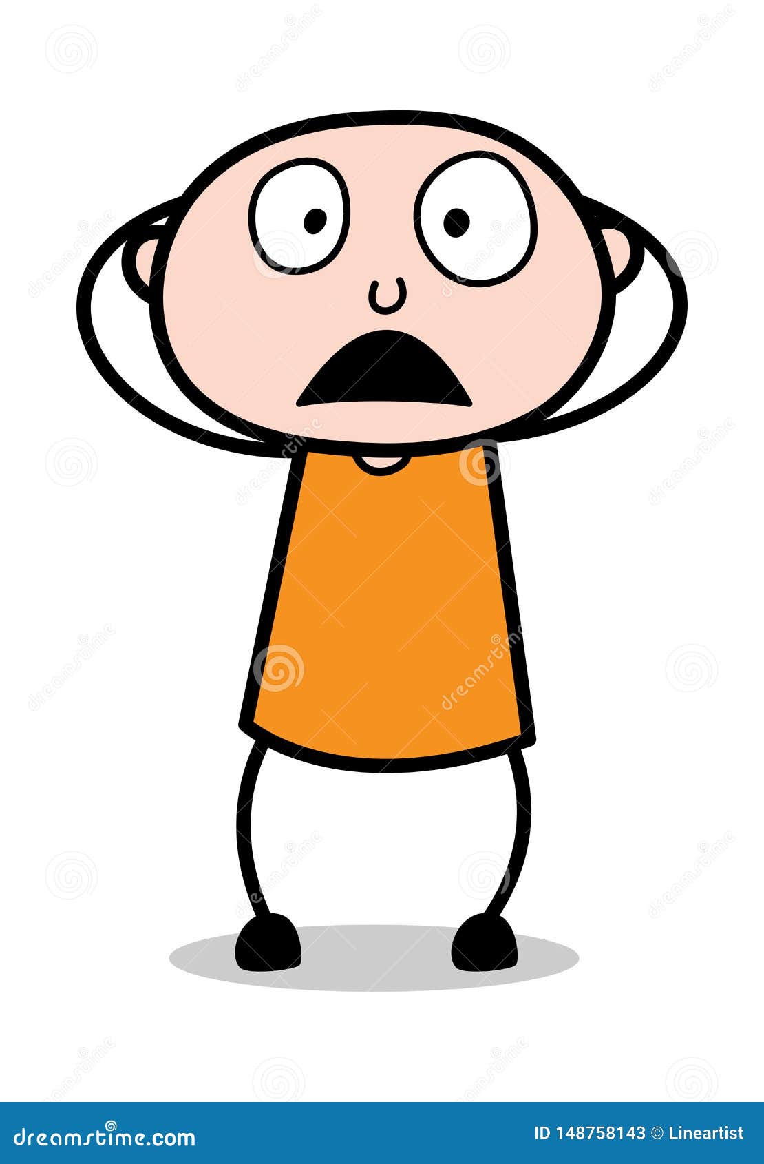 Scared Face Expression Cartoon Thief Criminal Guy Vector Illustration