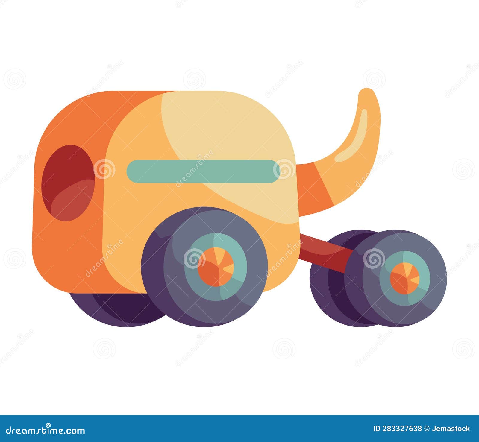 A Cute Cartoon Tractor Toy Icon Stock Illustration Illustration of
