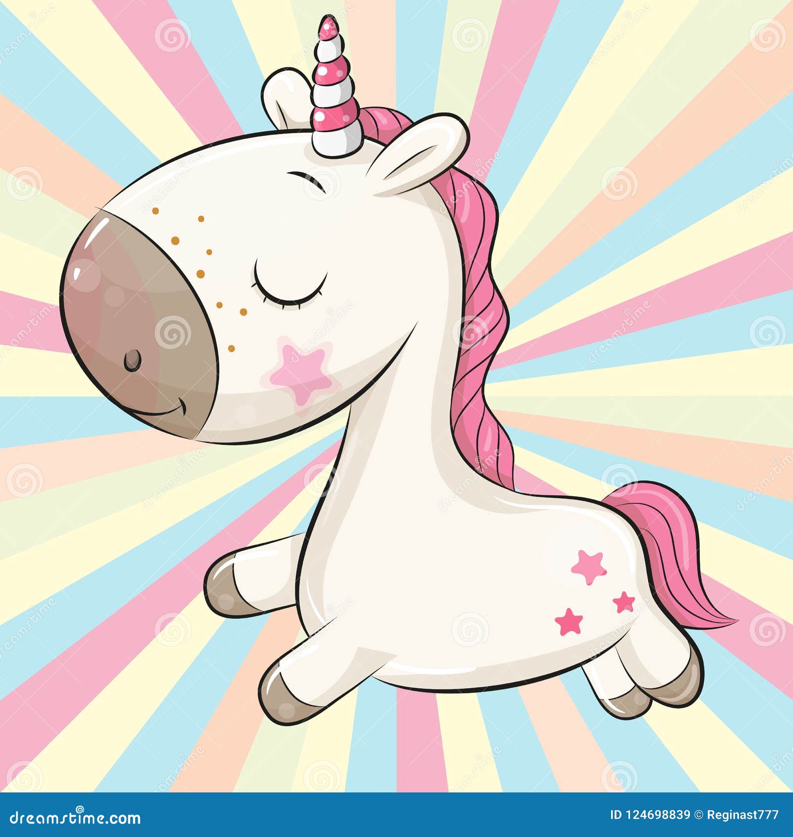 Cute Cartoon Unicorn on a Colored Background Stock Vector - Illustration of  animal, fantasy: 124698839