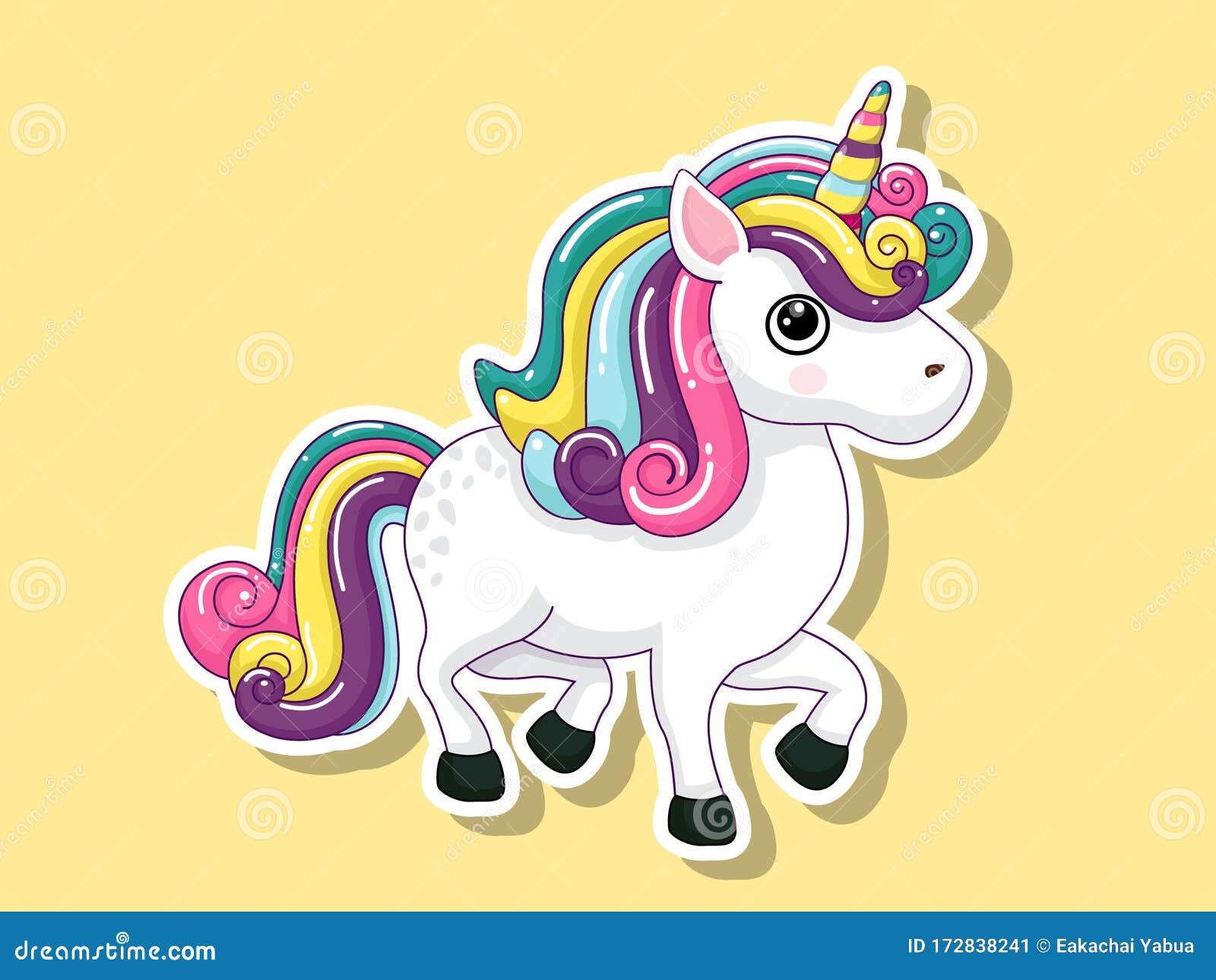 Cute Cartoon Unicorn Sticker