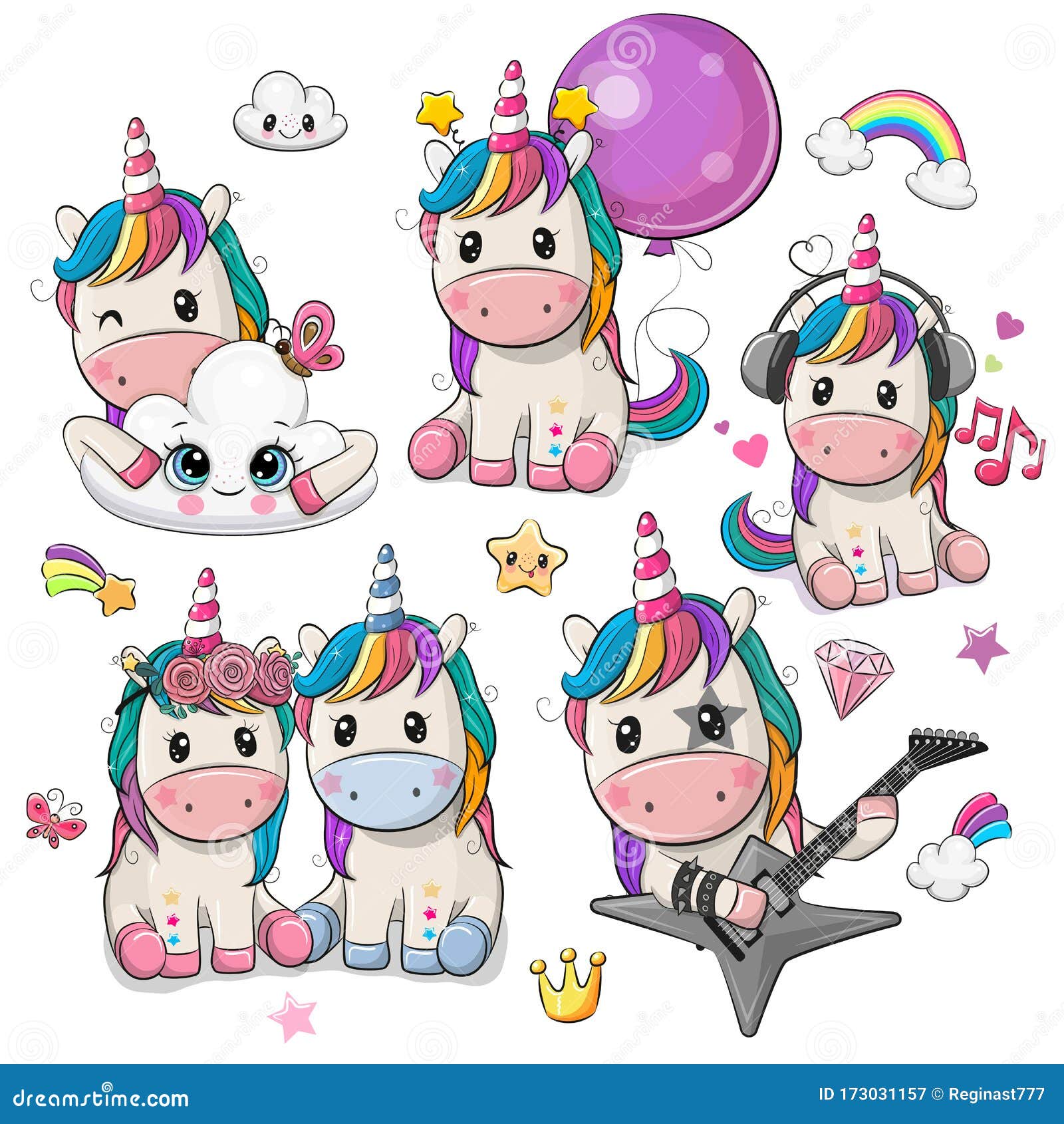 Cute Cartoon Unicorns Isolated on a White Background Stock Vector - Illustration of cartoon, horn: 173031157 Cute Cartoon Unicorns Isolated on a White Background Stock Vector - Illustration of cartoon, horn: 173031157