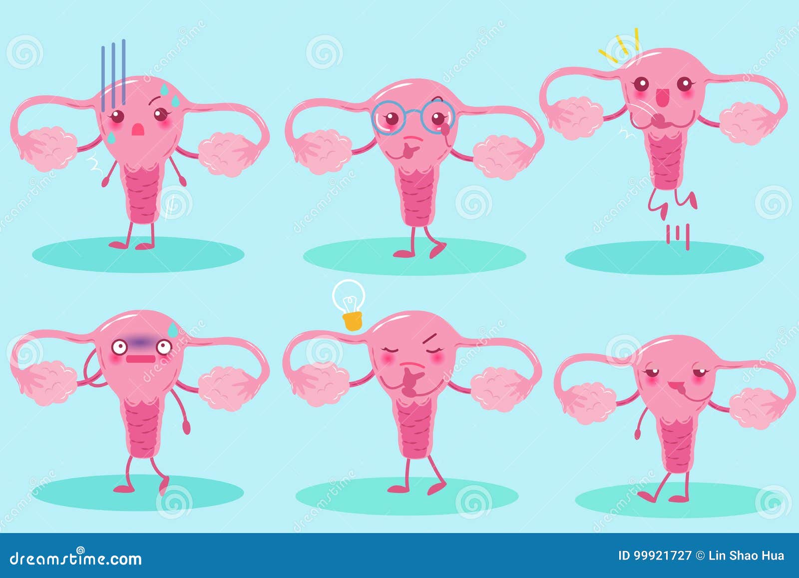 Cute cartoon uterus stock illustration. Illustration of ovary - 99921727