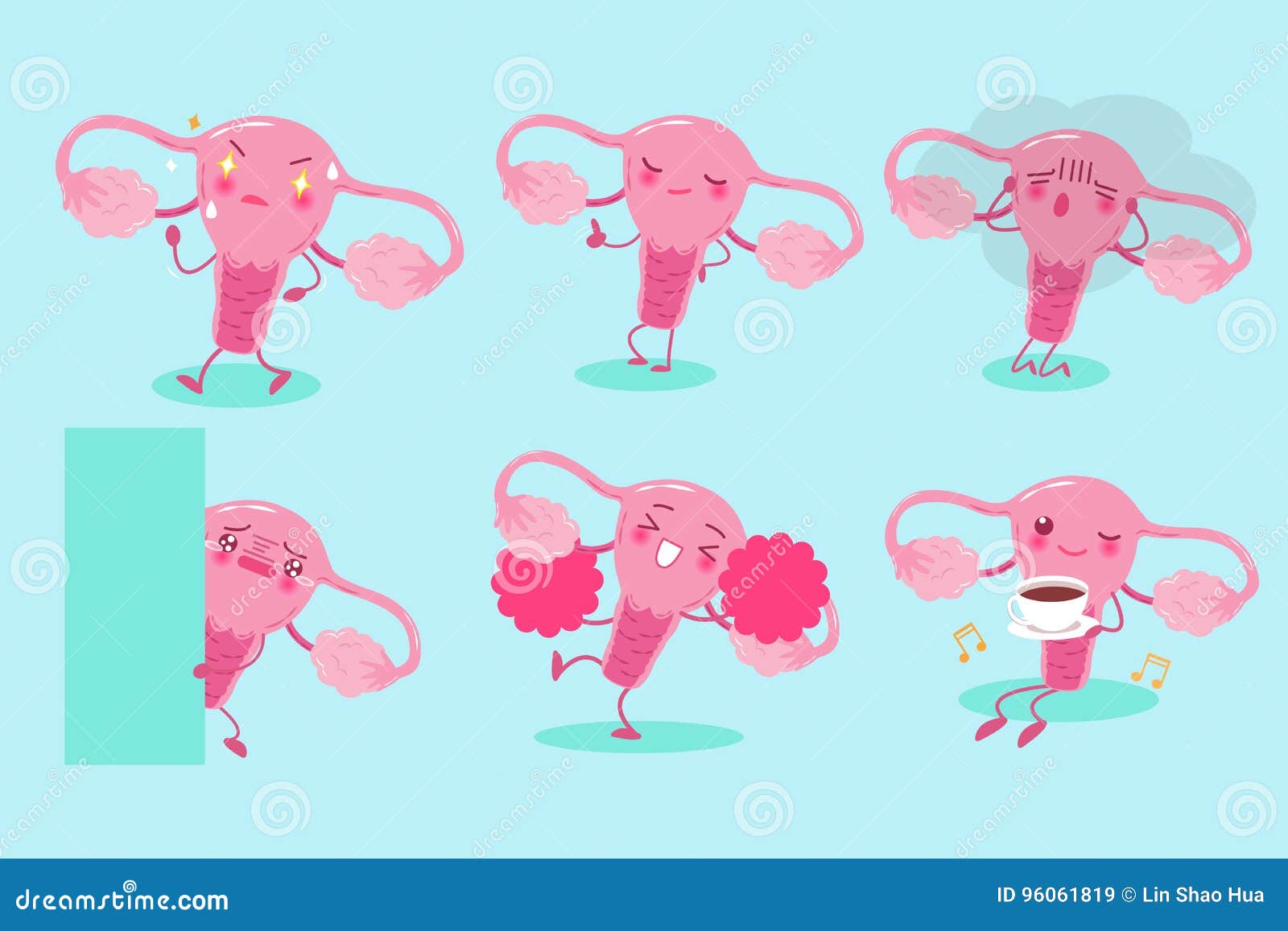 Cute cartoon uterus stock vector. Illustration of happy - 96061819