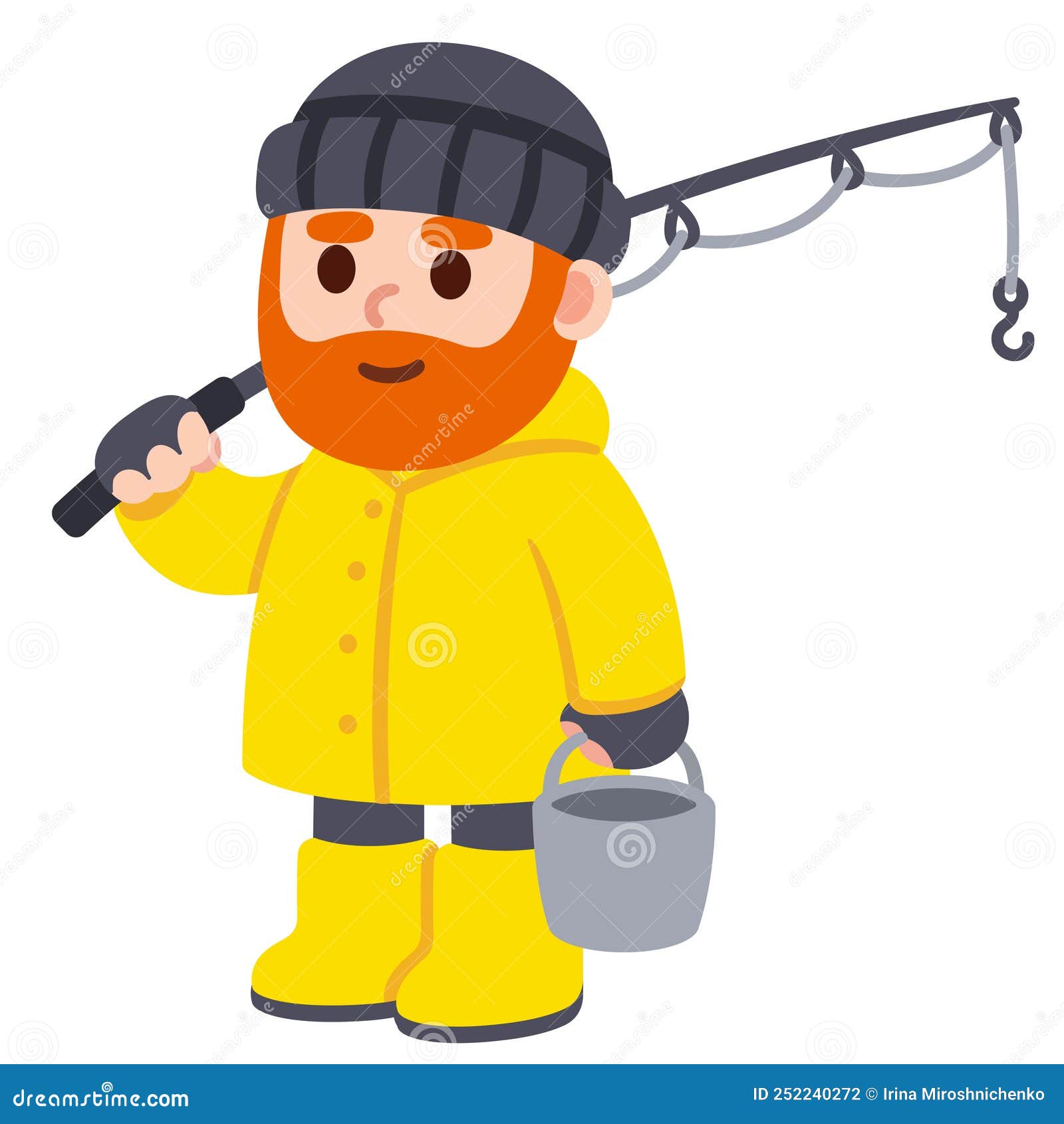 Hand drawing fisherman sketch. Hand drawing vector sketch of fisherman with  the spinning. | CanStock
