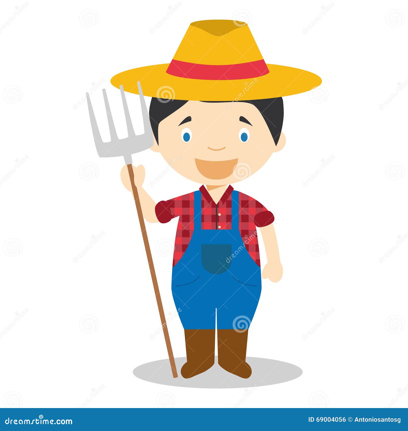 Cute Cartoon Vector Illustration Of A Farmer Stock Vector - Image: 69004056