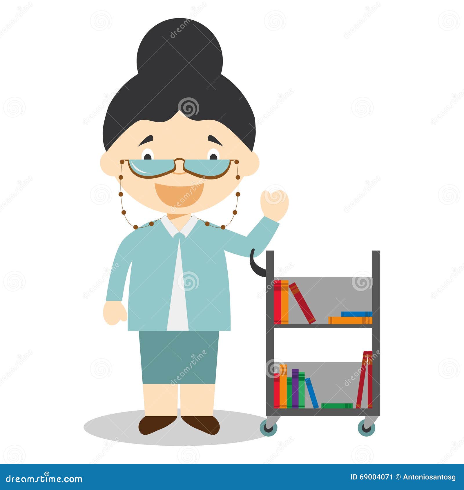 Cute Cartoon Vector Illustration of a Librarian Stock Vector - Illustration  of female, icon: 69004071