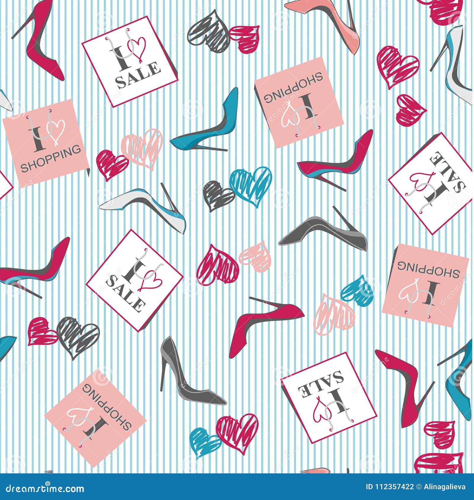 Vector Pattern with Shopping Items Stock Vector - Illustration of heels ...