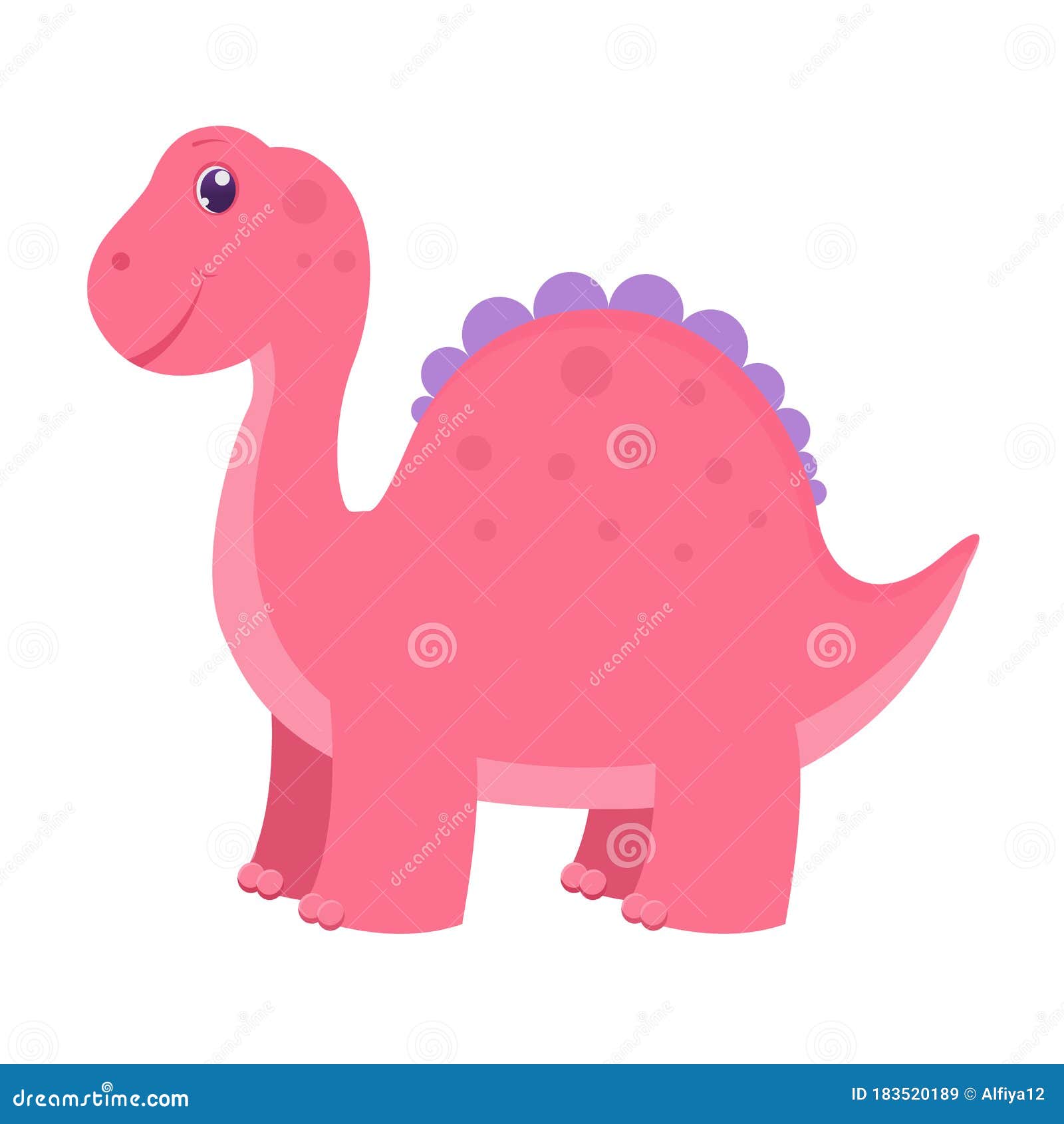 Download Cute Cartoon Vector Pink Dinosaur For Kids Stock Vector ...