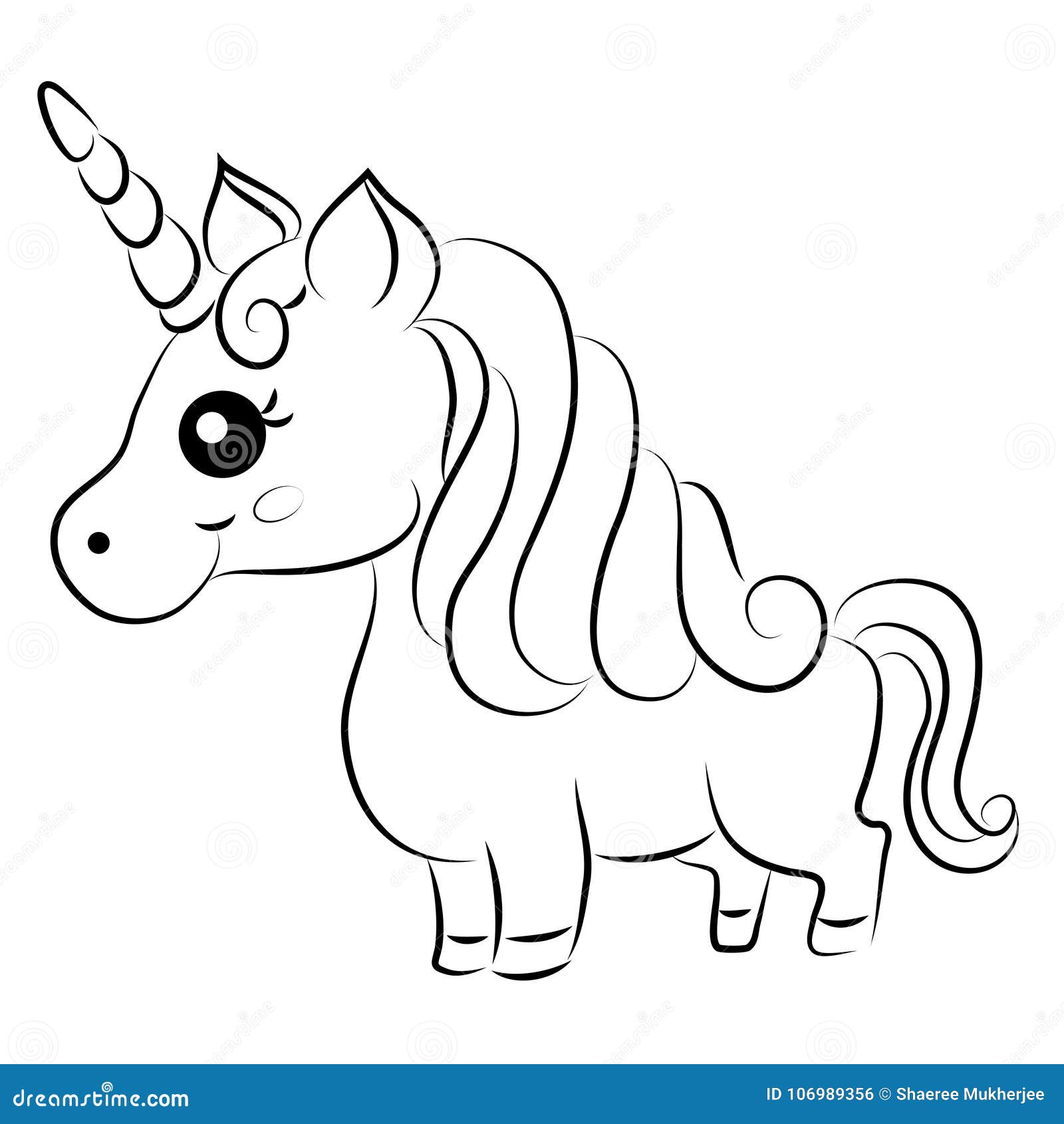 Cartoon Unicorn Outlined for Coloring Book Isolated on a White Background  Stock Vector - Illustration of isolated, head: 154069239