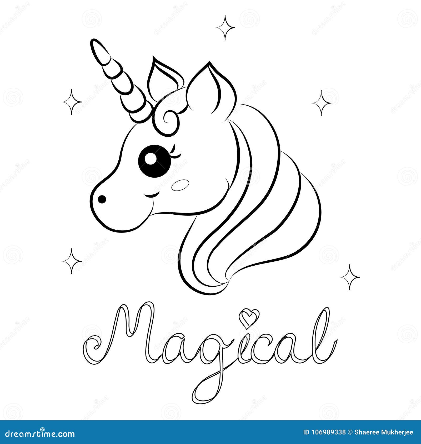 Cute Cartoon Vector Unicorn Coloring Page Stock Vector ...