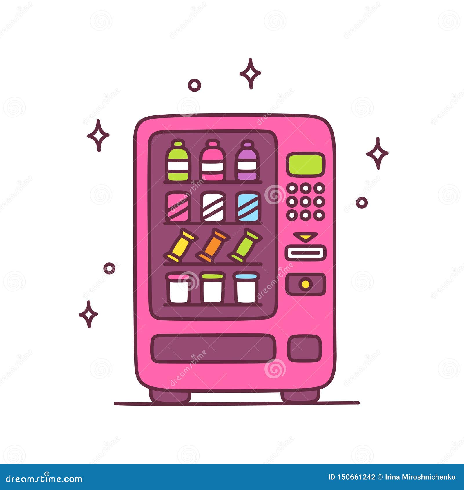 Cute Cartoon Vending Machine Stock Vector - Illustration of convenience