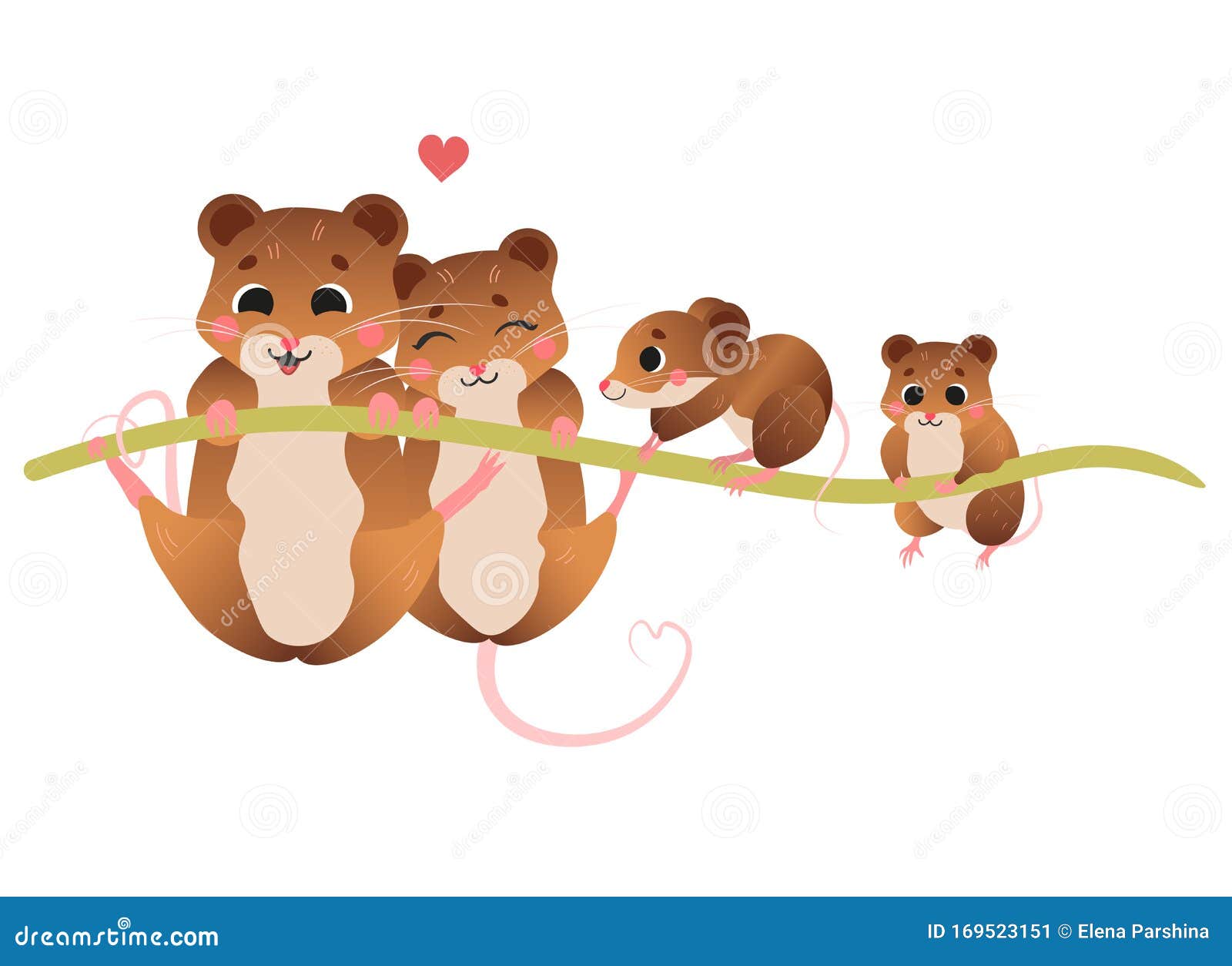 Cute Cartoon Vole Family Vector Image. Male and Female Voles with Their  Little Voles. Forest Animals for Kids. Isolated on White Stock Vector -  Illustration of mammals, little: 169523151