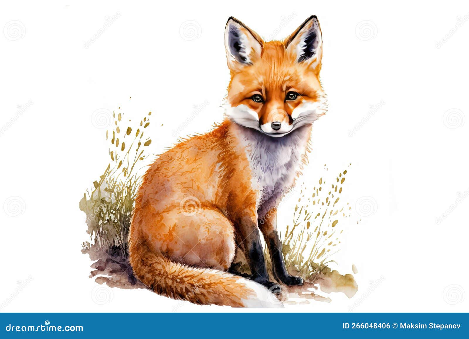 cute cartoon watercolor fox . generative ai