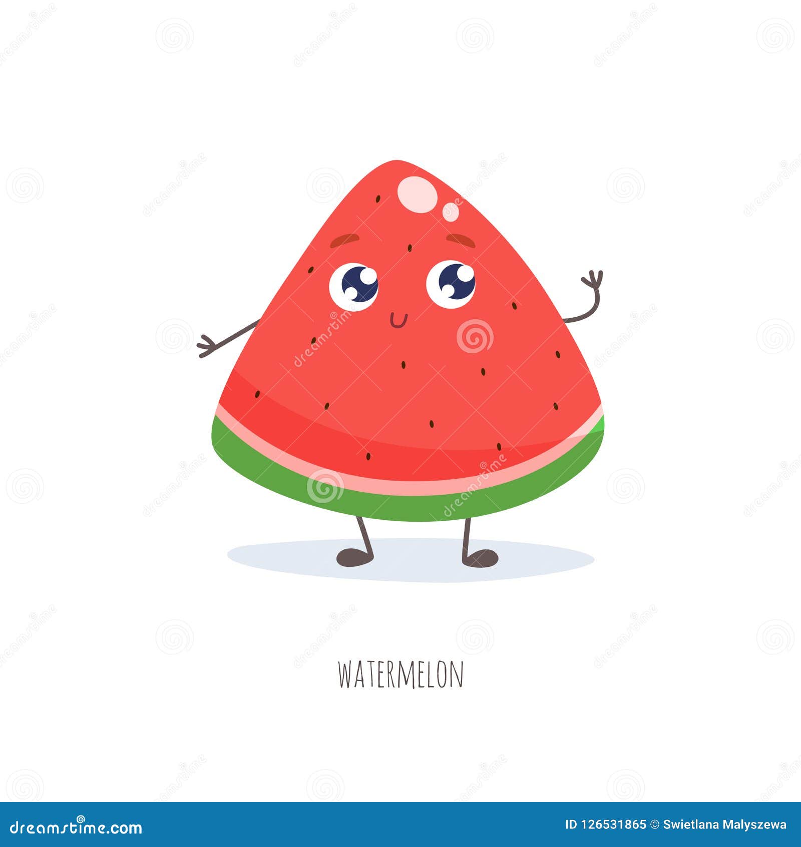Cute cartoon watermelon. stock illustration. Illustration of comic -  126531865