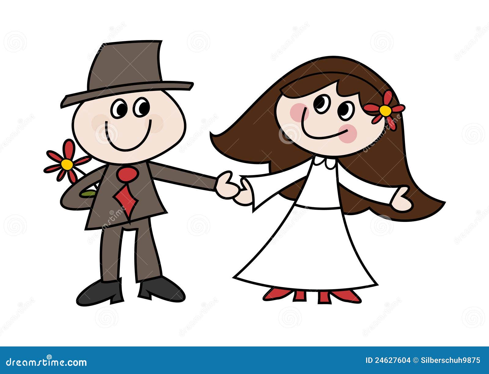 Cute Cartoon Wedding Couple Stock Vector - Illustration of festive, color:  24627604