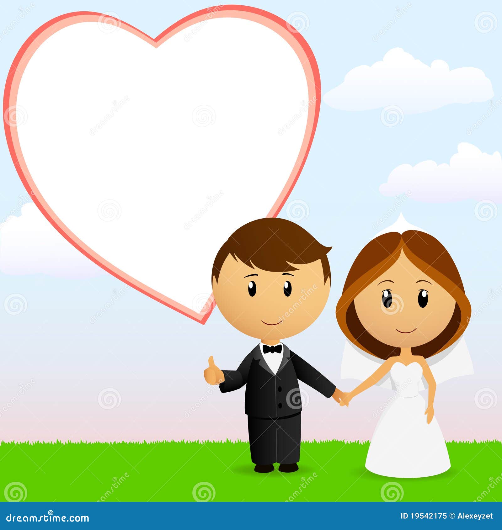 Cute Cartoon Wedding Couple with Background Stock Vector ...