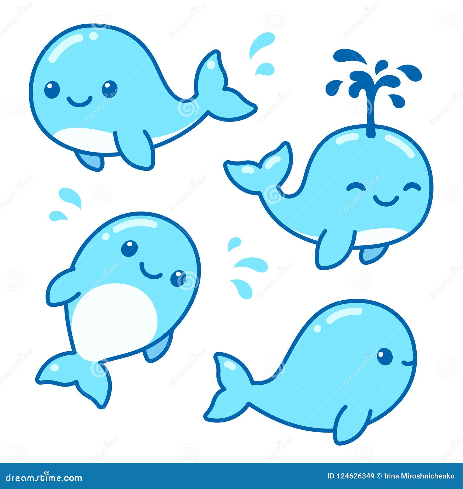 Cute cartoon whale set stock vector. Illustration of drop - 124626349
