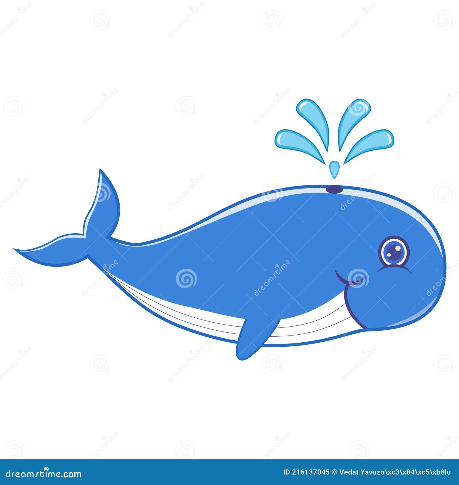 Cute Cartoon Whale Vector on Isolated White Background. Hand Drawing  Smiling and Water Squirting Little Whale. Stock Vector - Illustration of  happiness, mascot: 216137045