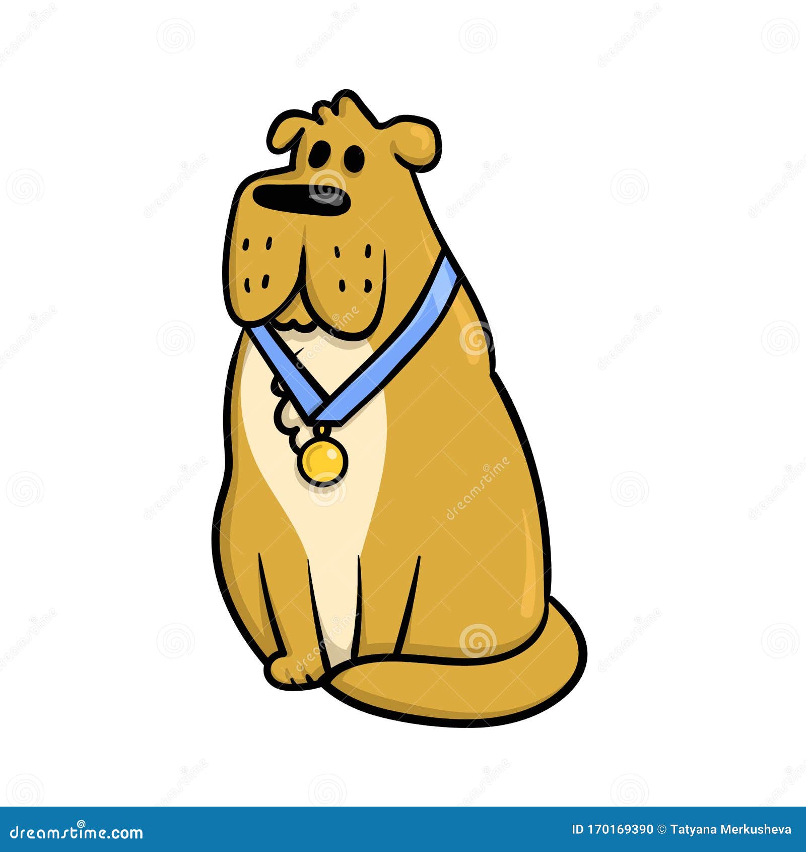 median cowboy Såvel Cute Cartoon Winner Dog with Gold Medal on the Neck. Champion with Award on  a Collar. Flat Vector Illustration Isolated Stock Vector - Illustration of  domestic, pedigree: 170169390