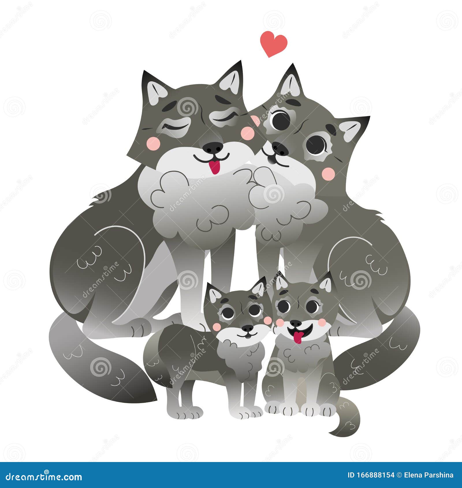 Download Cute Cartoon Wolf Family Vector Image. Male And Female ...