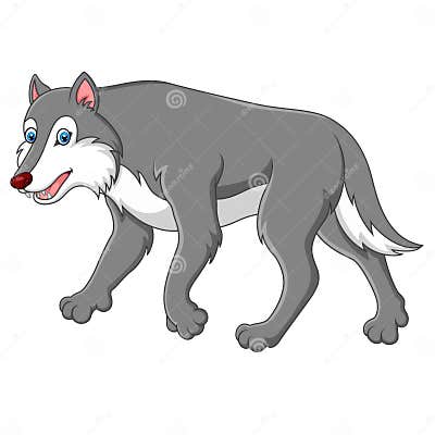 Cute cartoon wolf stock vector. Illustration of smart - 65335246