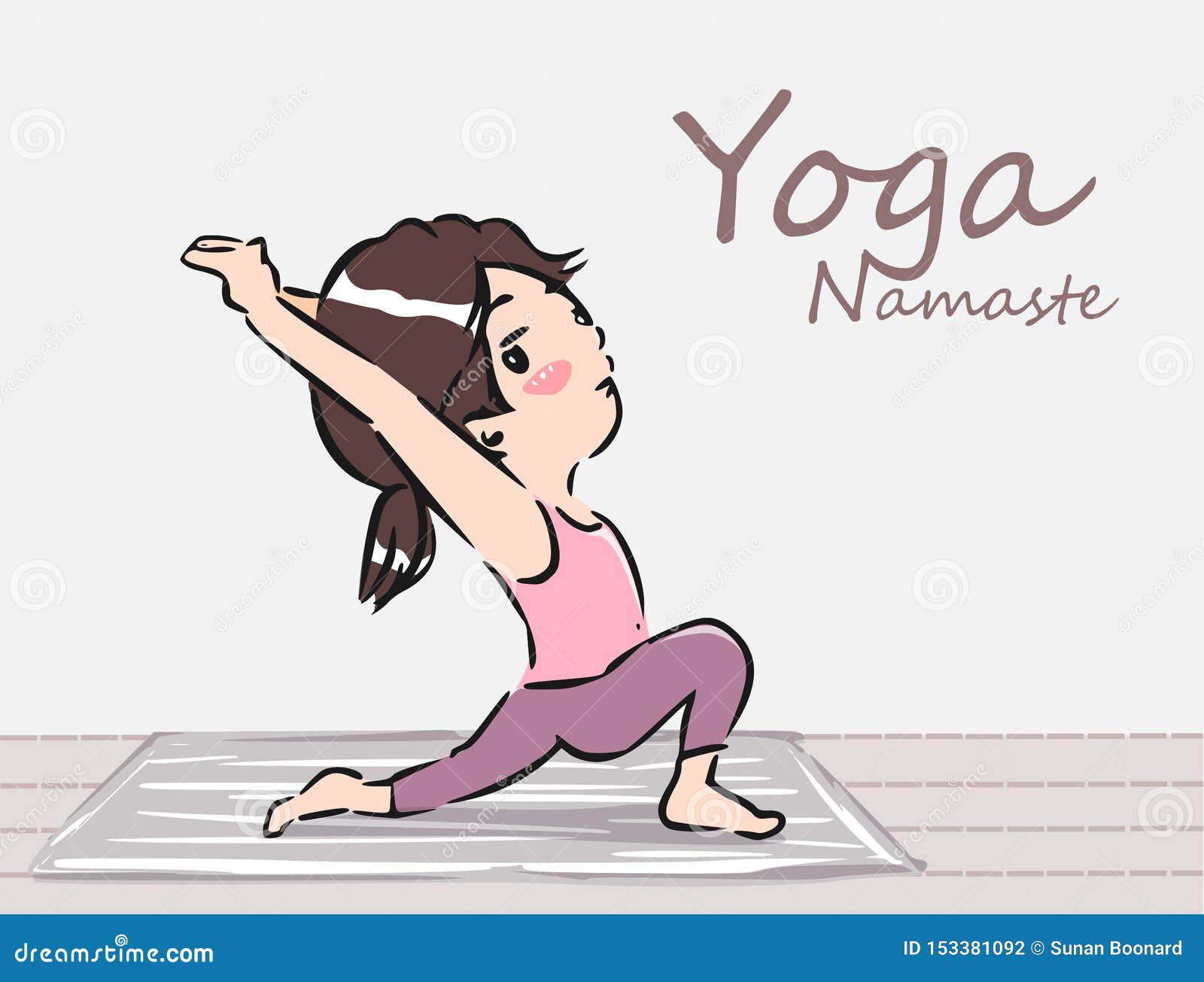 The Cute Cartoon Yoga Girl Vector. Stock Vector - Illustration of shirts,  color: 153381092