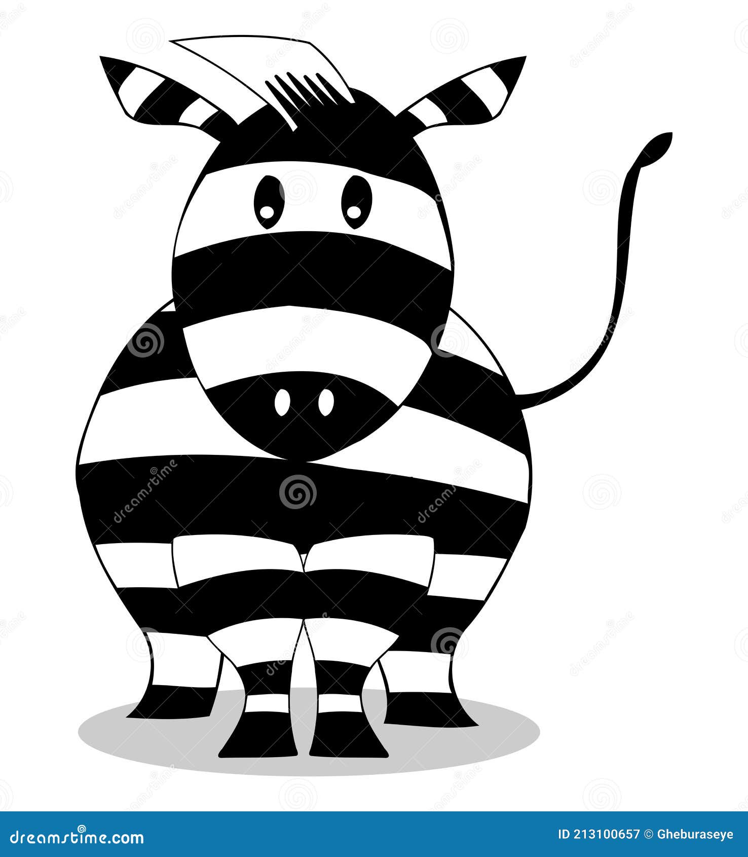 Cute Cartoon Zebra, Animal, Black and White, Isolated. Stock Illustration -  Illustration of africa, children: 213100657