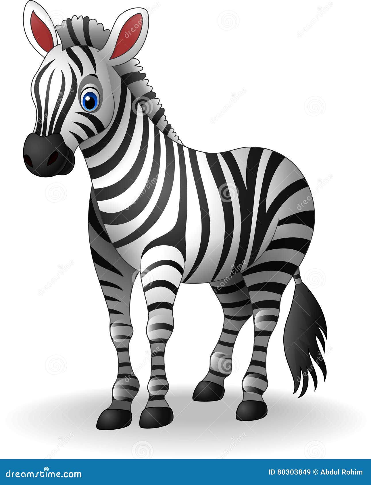 Cute Cartoon Zebra on White Background Stock Vector - Illustration of  color, profile: 80303849