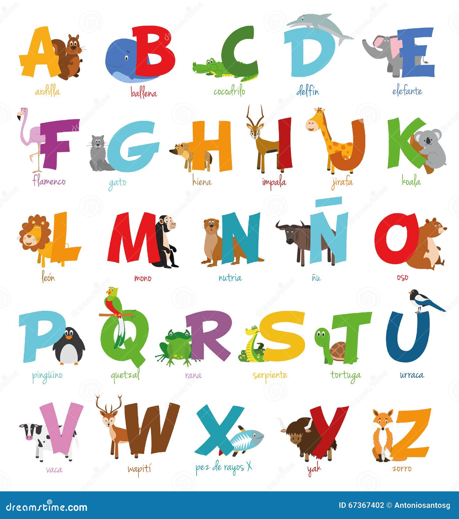 Cute Cartoon Zoo Illustrated Alphabet with Funny Animals. Spanish Alphabet Stock Vector - Illustration of collection, deer: 67367402 Cute Cartoon Zoo Illustrated Alphabet with Funny Animals. Spanish Alphabet Stock Vector - Illustration of collection, deer: 67367402