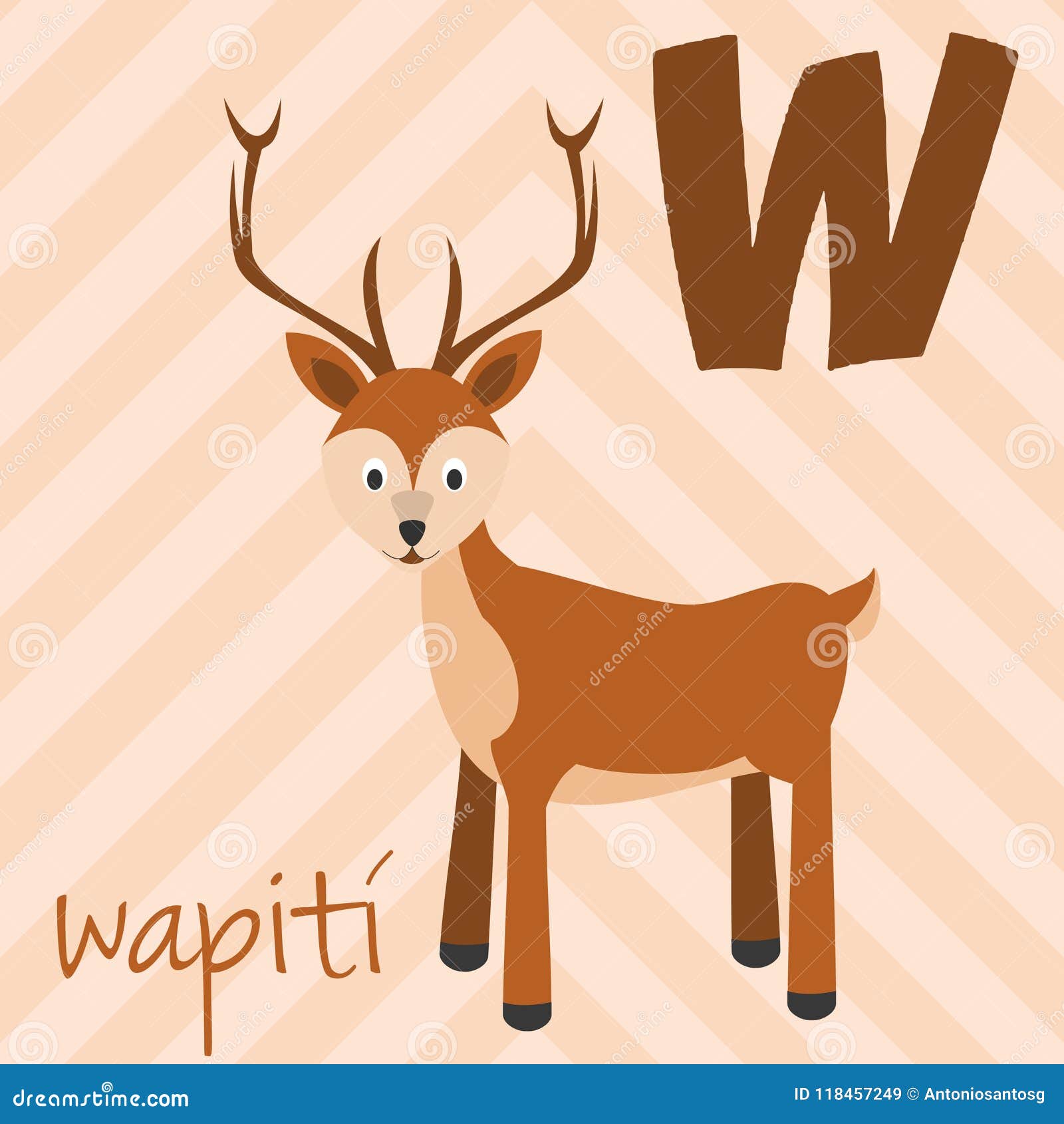Cute Cartoon Zoo Illustrated Alphabet with Funny Animals. Spanish Alphabet: W for Wapiti Stock Vector - Illustration of letters, child: 118457249 Cute Cartoon Zoo Illustrated Alphabet with Funny Animals. Spanish Alphabet: W for Wapiti Stock Vector - Illustration of letters, child: 118457249
