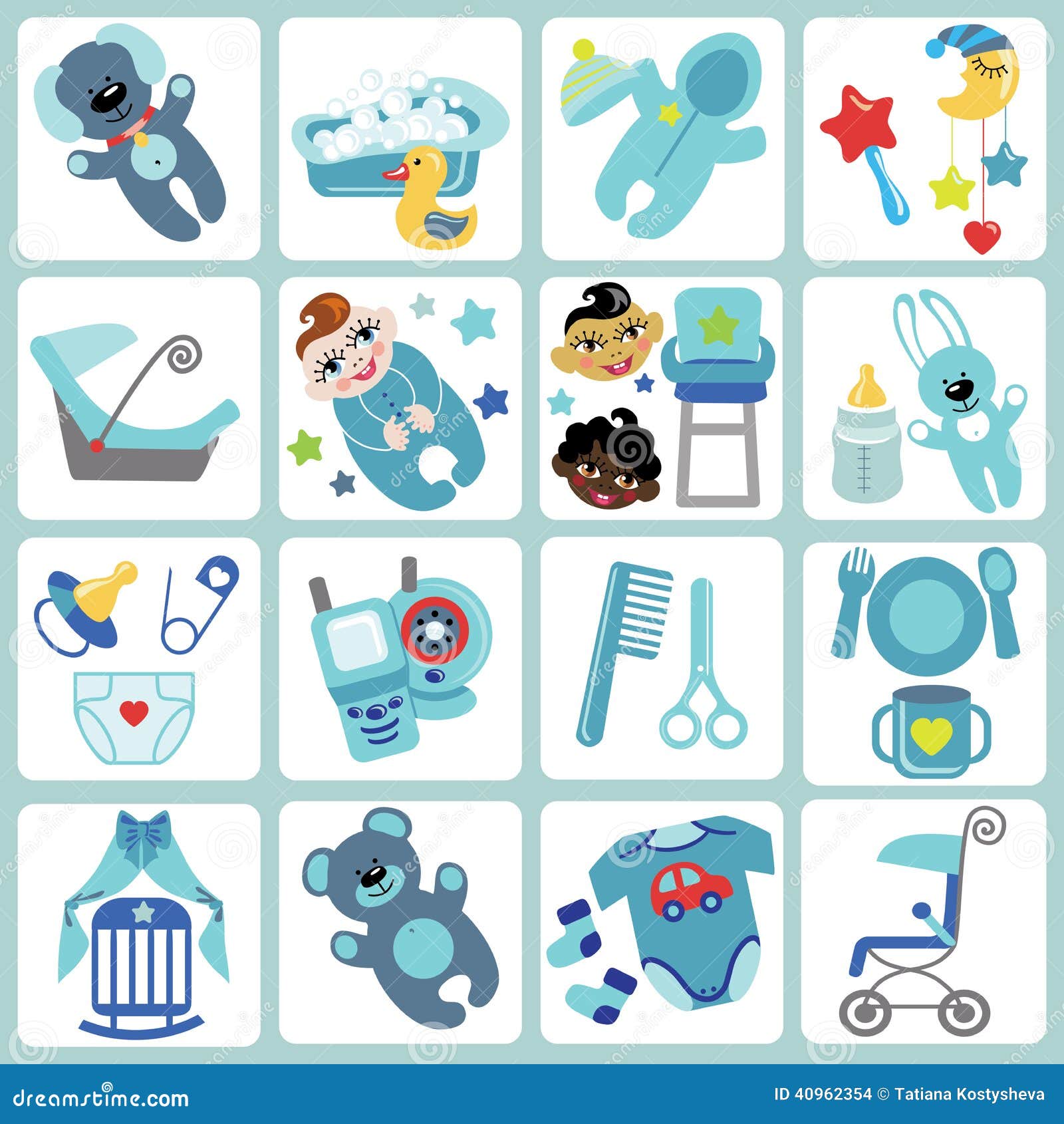 Cute Cartoons Icons for Baby  Care Set Stock Vector - Illustration  of baby, cute: 40962354
