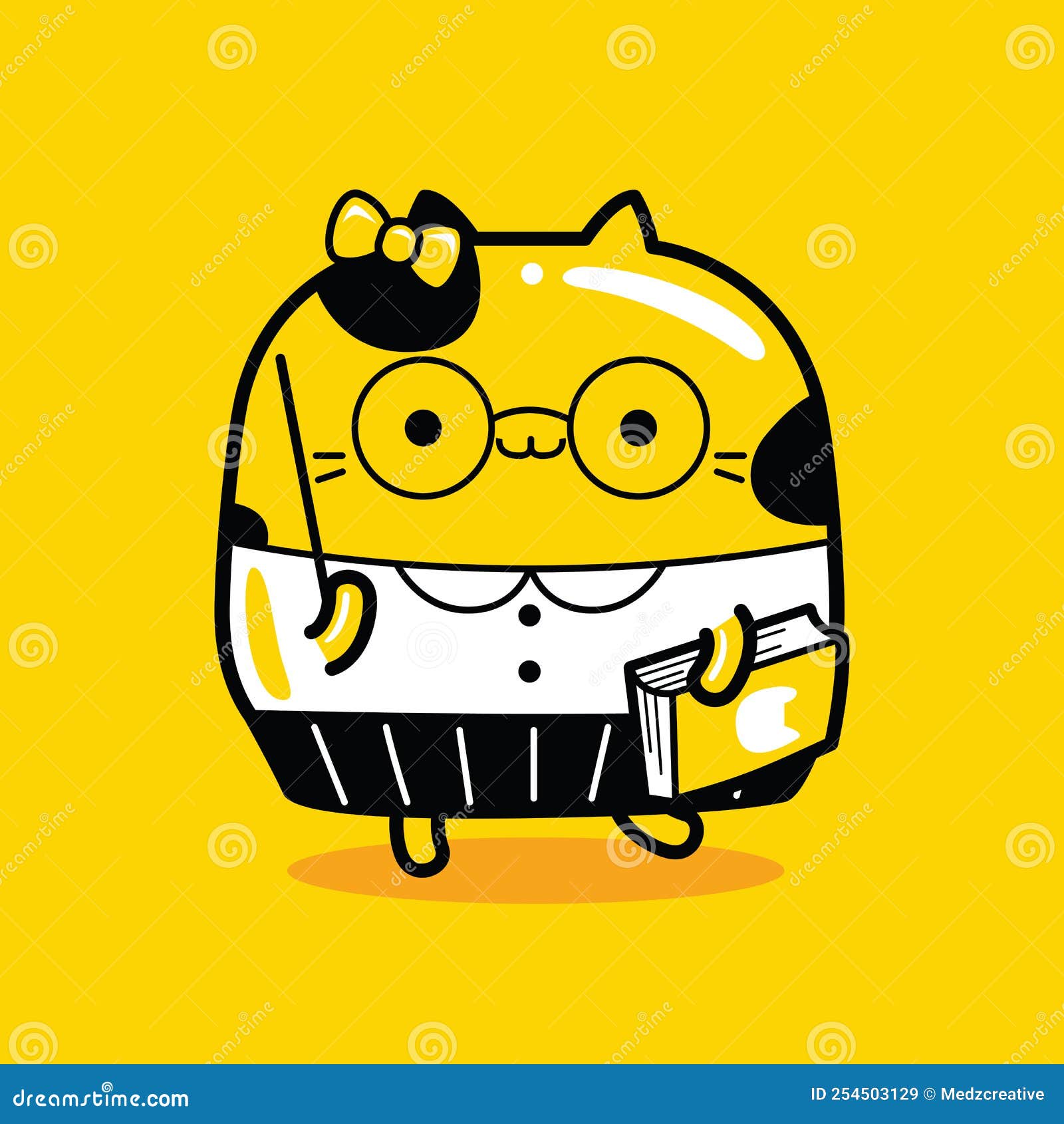 Cute Cat Character Teacher Profession Stock Vector Illustration of