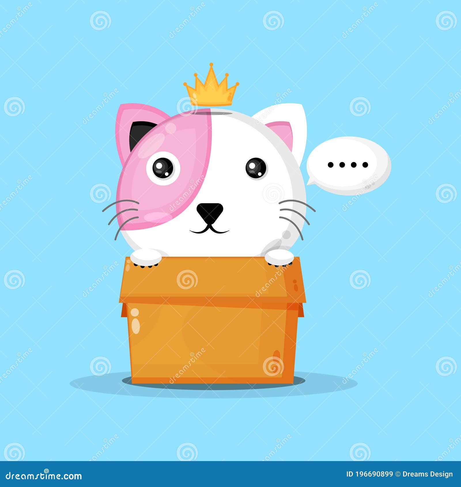 Cute cat in the box stock vector. Illustration of feline 196690899
