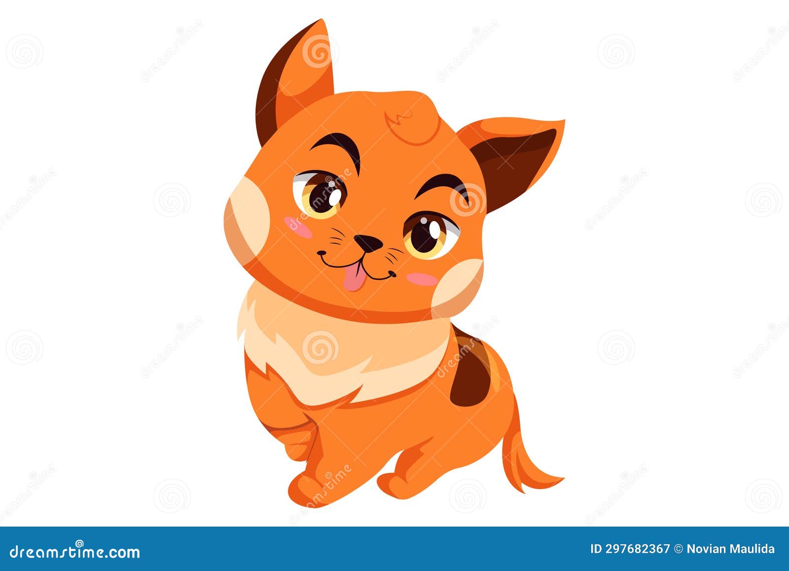 Cute Orange Cat Cartoon Character Design Stock Illustration