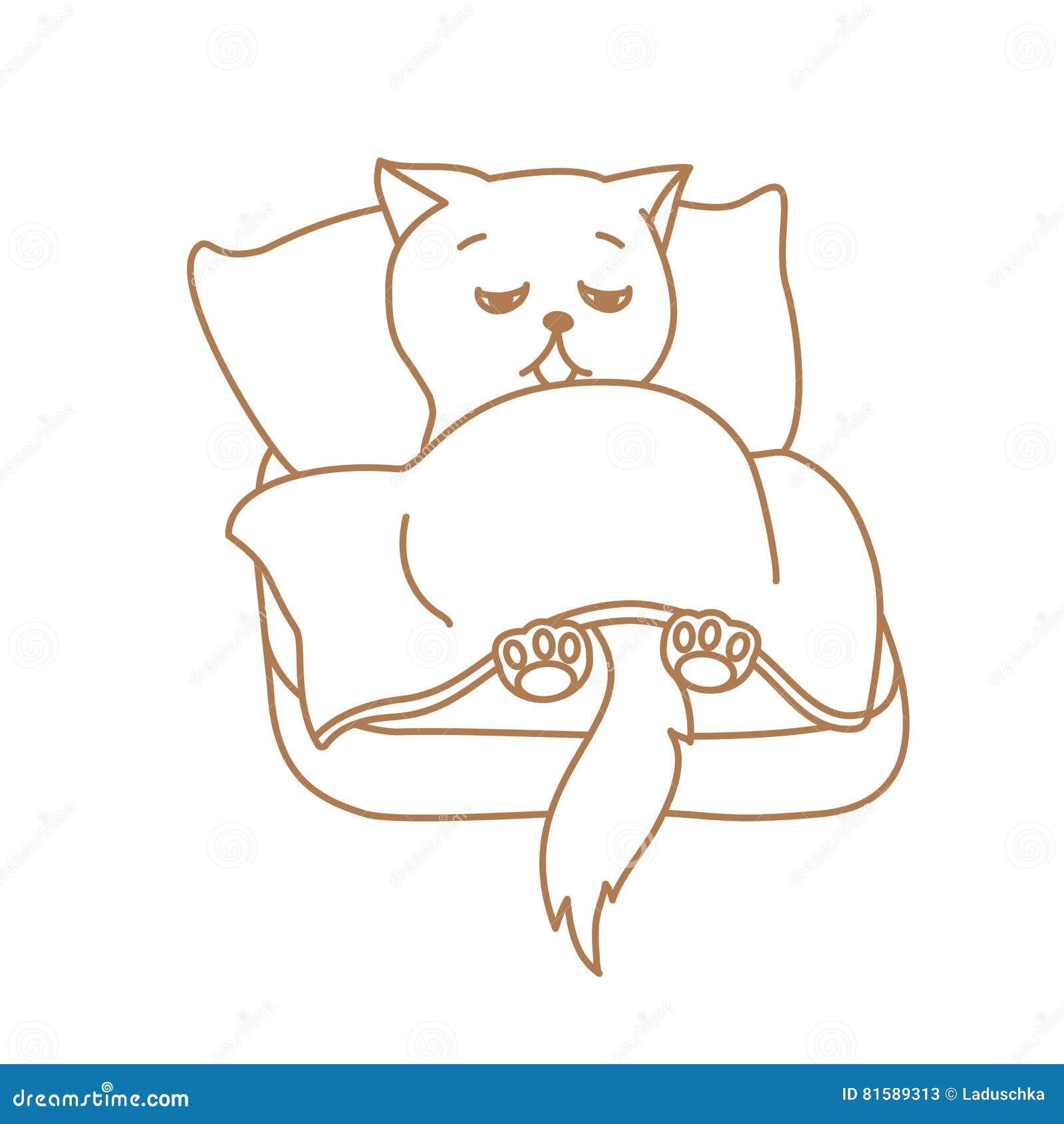 Cute Cat Character Lying in Bed Stock Vector Illustration of graphic, character 81589313