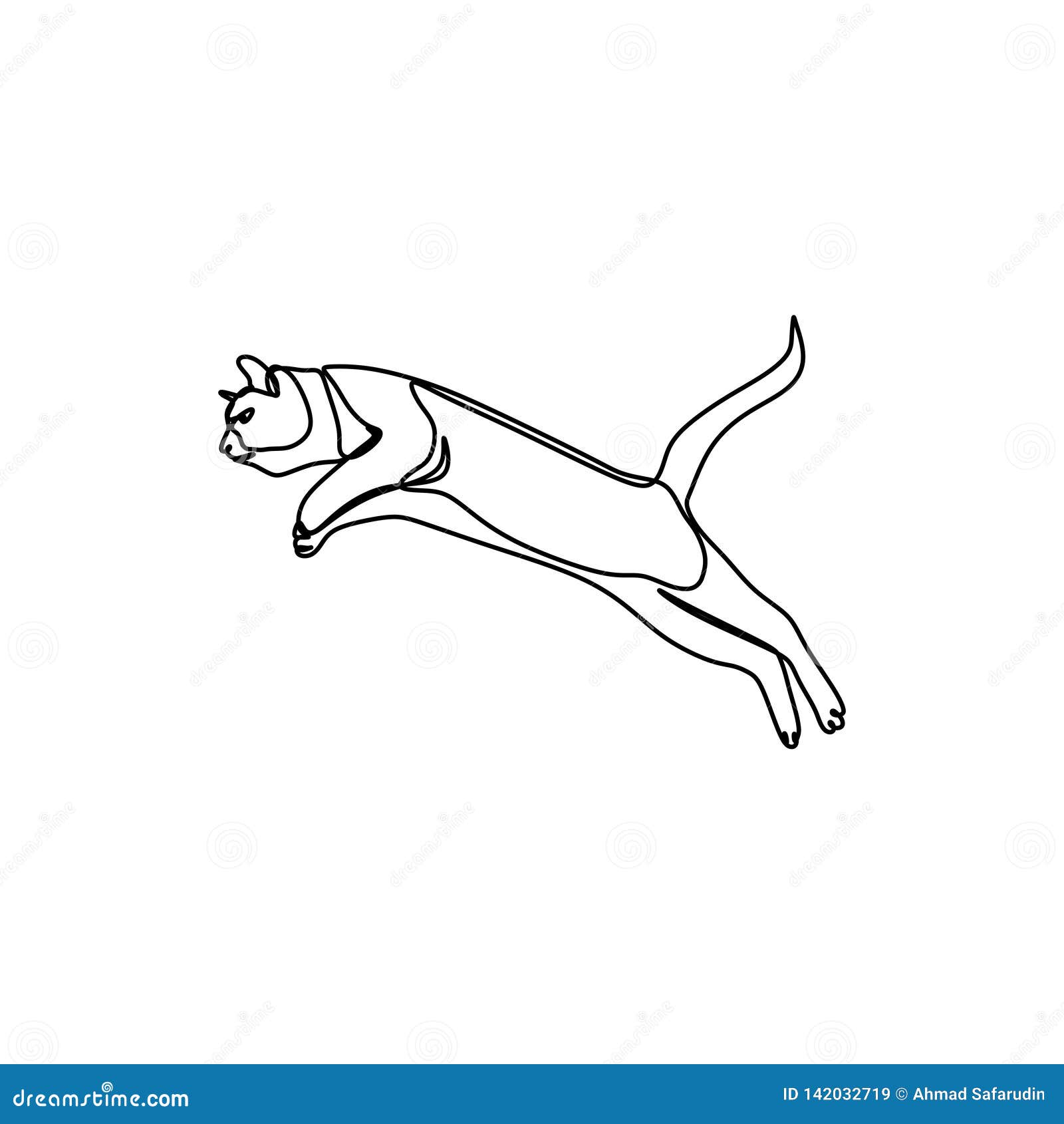 Cute Cat Continuous Line Drawing Vector Illustration Minimalist Design