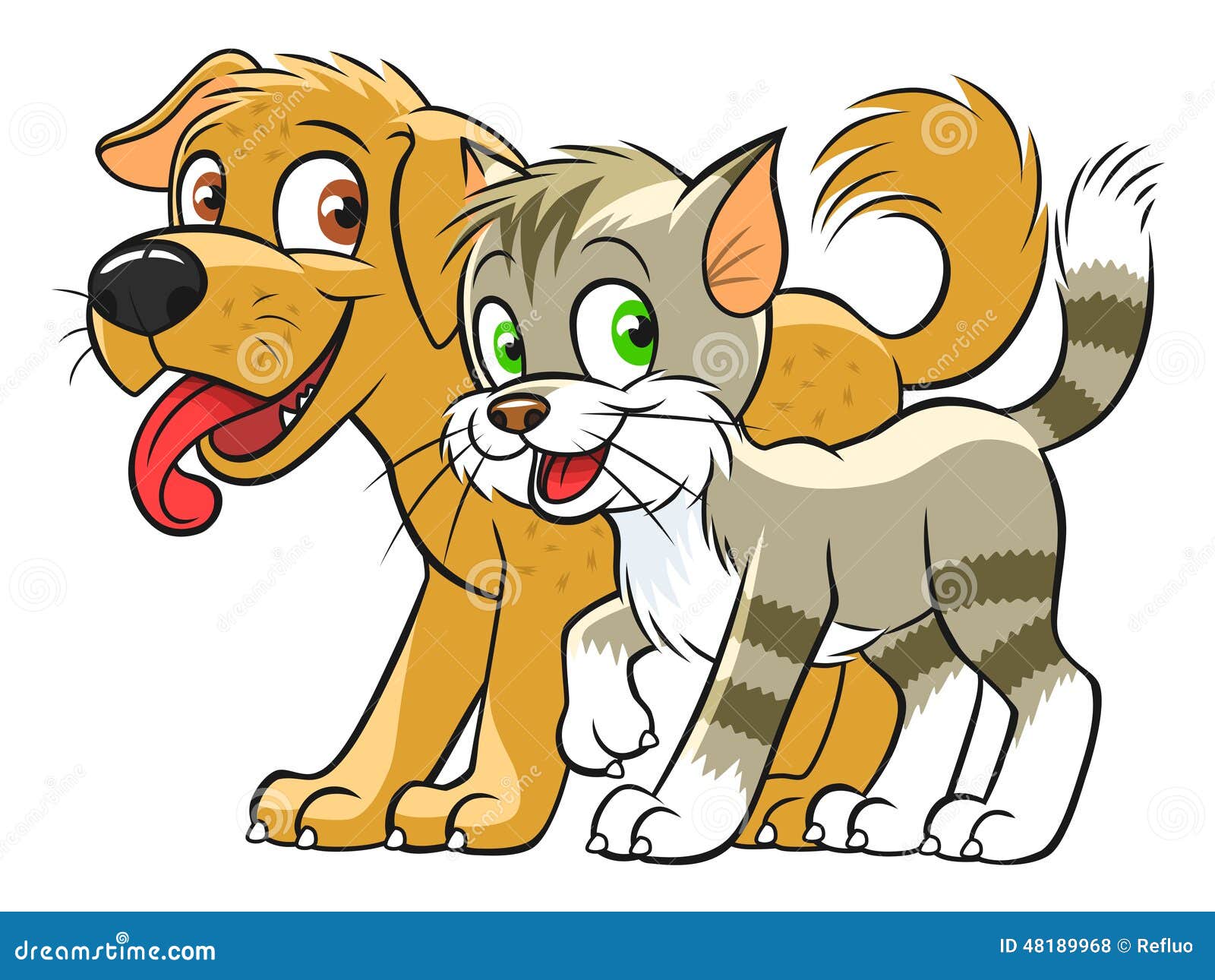 Cute cat  and dog  stock vector Illustration of character 