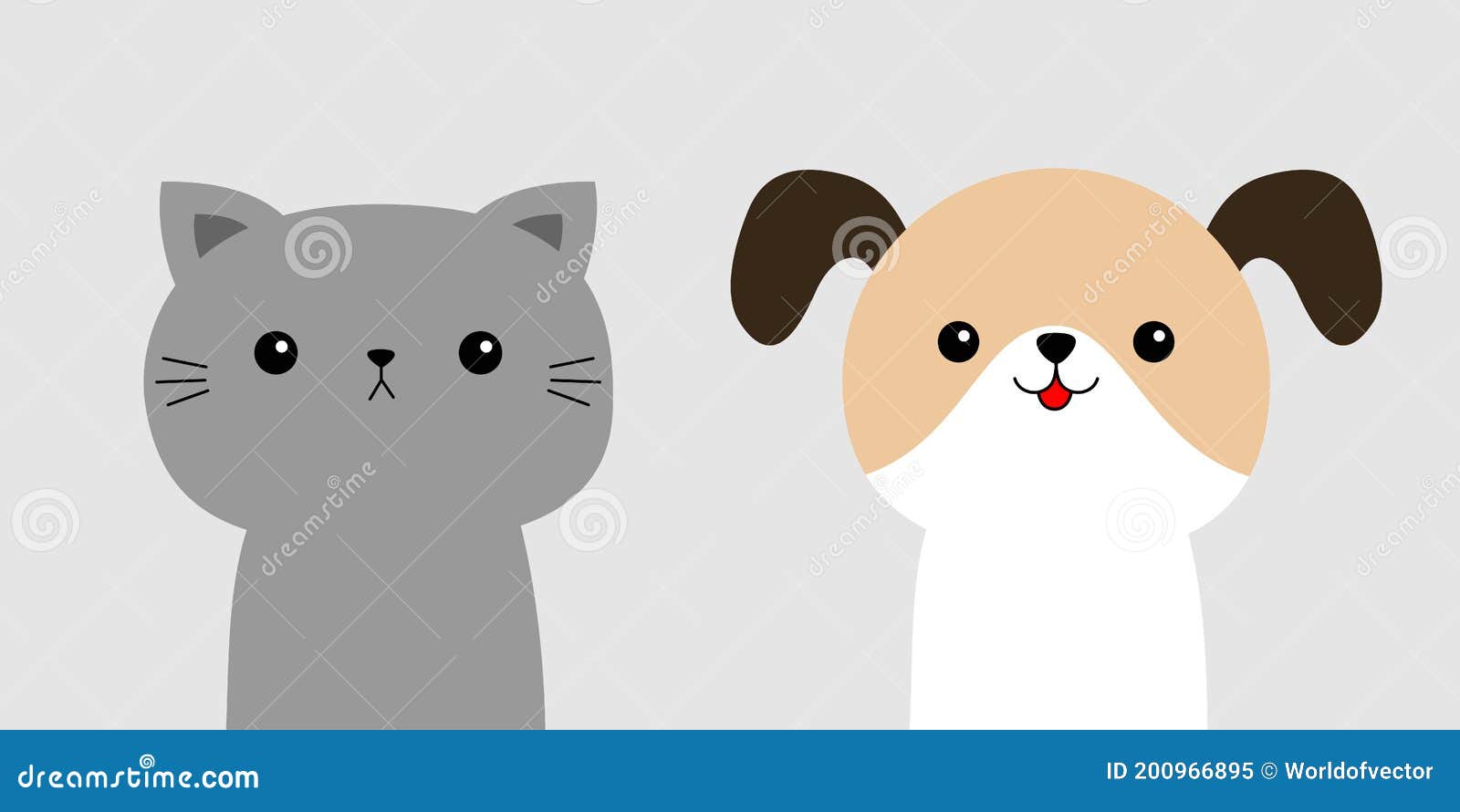 Cute Cat Dog Set. Head Face Icon. Funny Kawaii Doodle Baby Animal. Cartoon  Funny Character. Two Friends. Pet Collection Stock Vector - Illustration of  funny, kawaii: 200966895