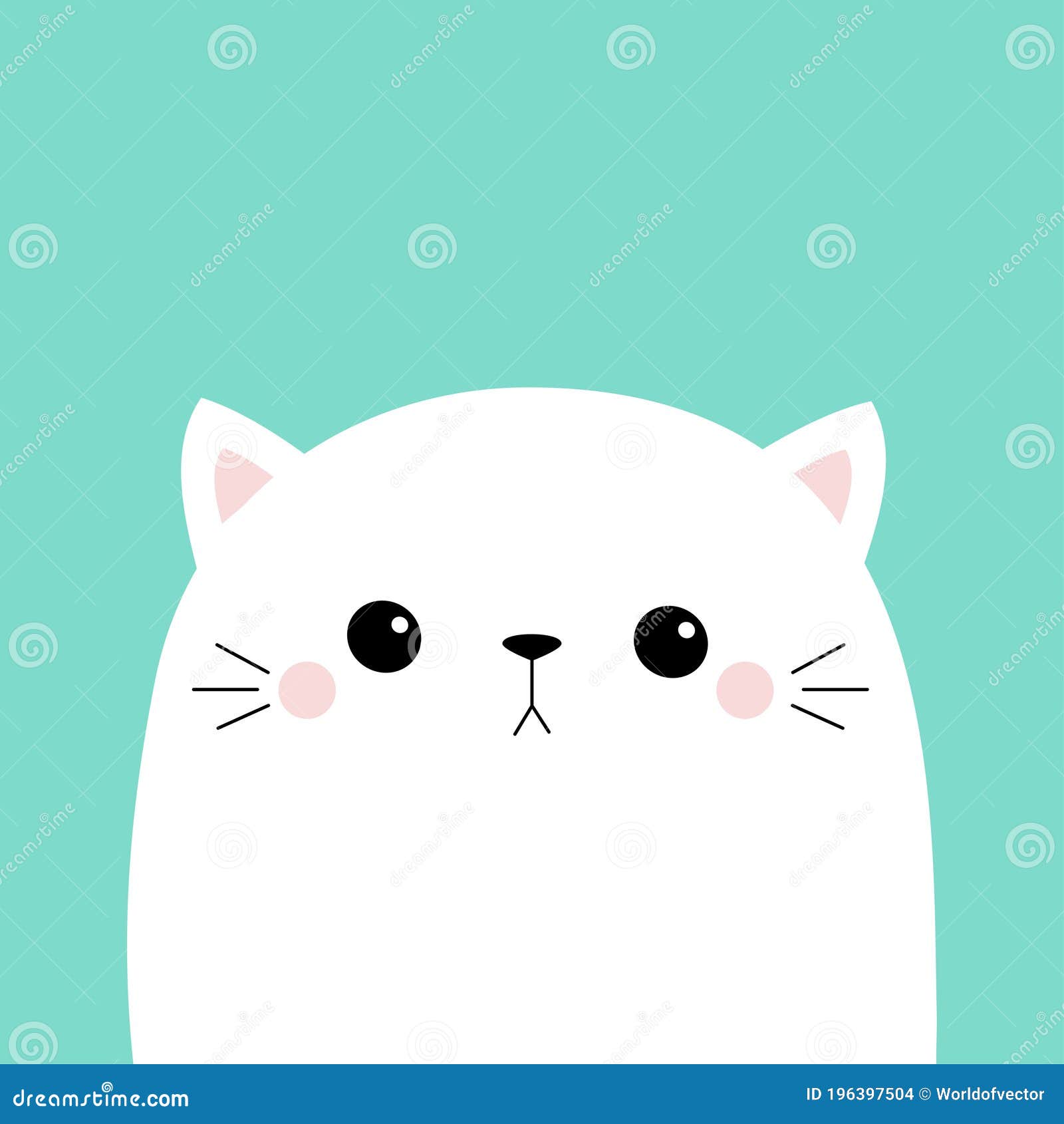 Cute Cat Face Head. Funny Baby Sad Kitty. Kawaii Animal. White Silhouette.  Scandinavian Style. Cute Cartoon Kitten Character Stock Vector -  Illustration of kitten, animal: 196397504